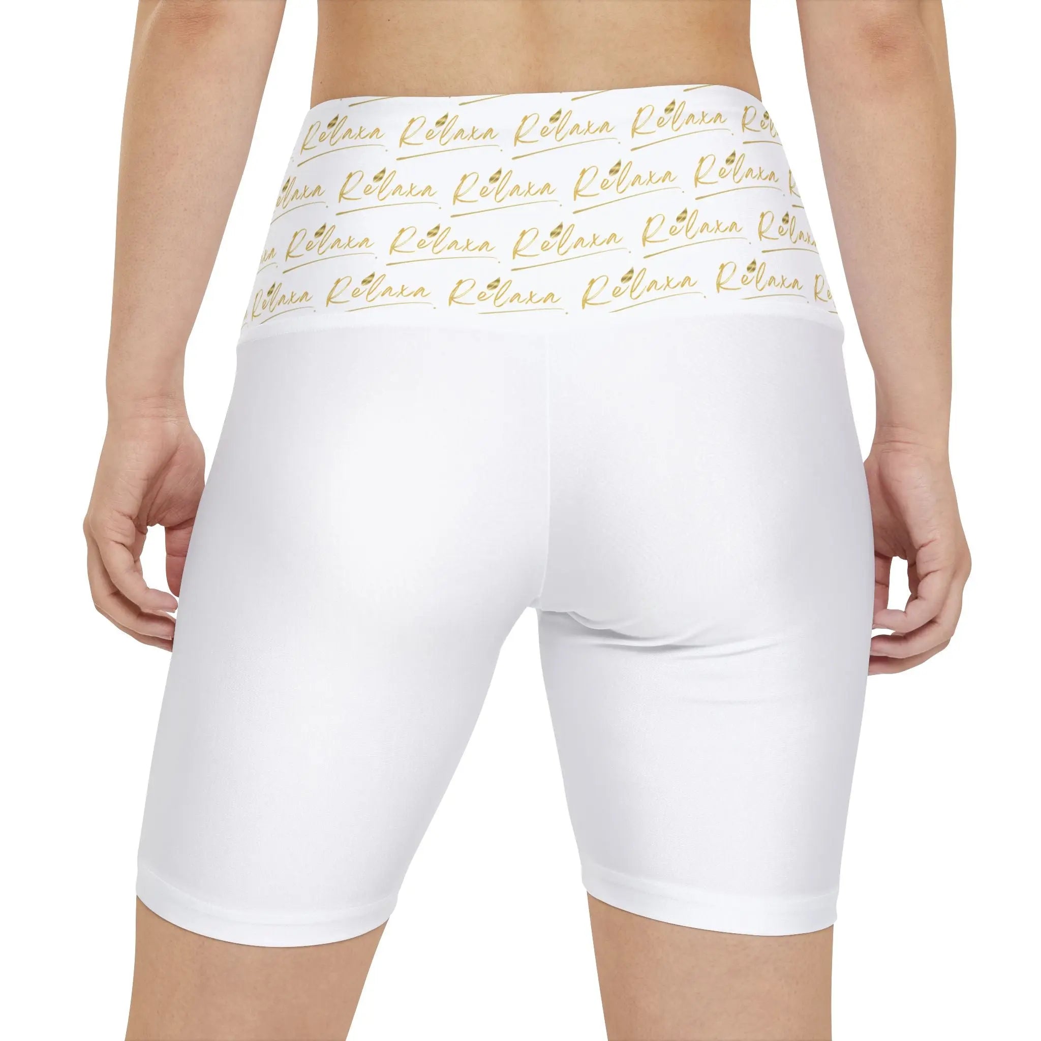 Yoga & Fitness Women's Workout Shorts with Stylish Gold Logo Printify