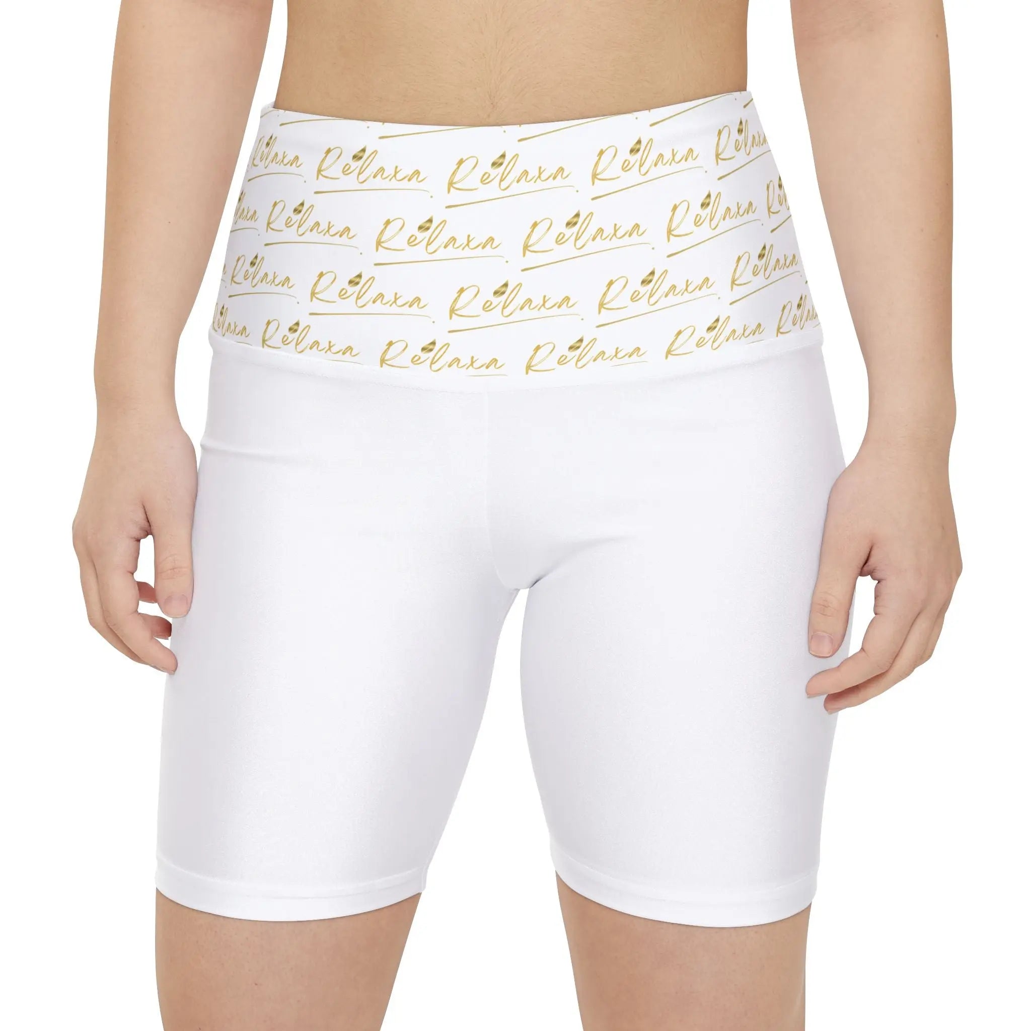Yoga & Fitness Women's Workout Shorts with Stylish Gold Logo Printify