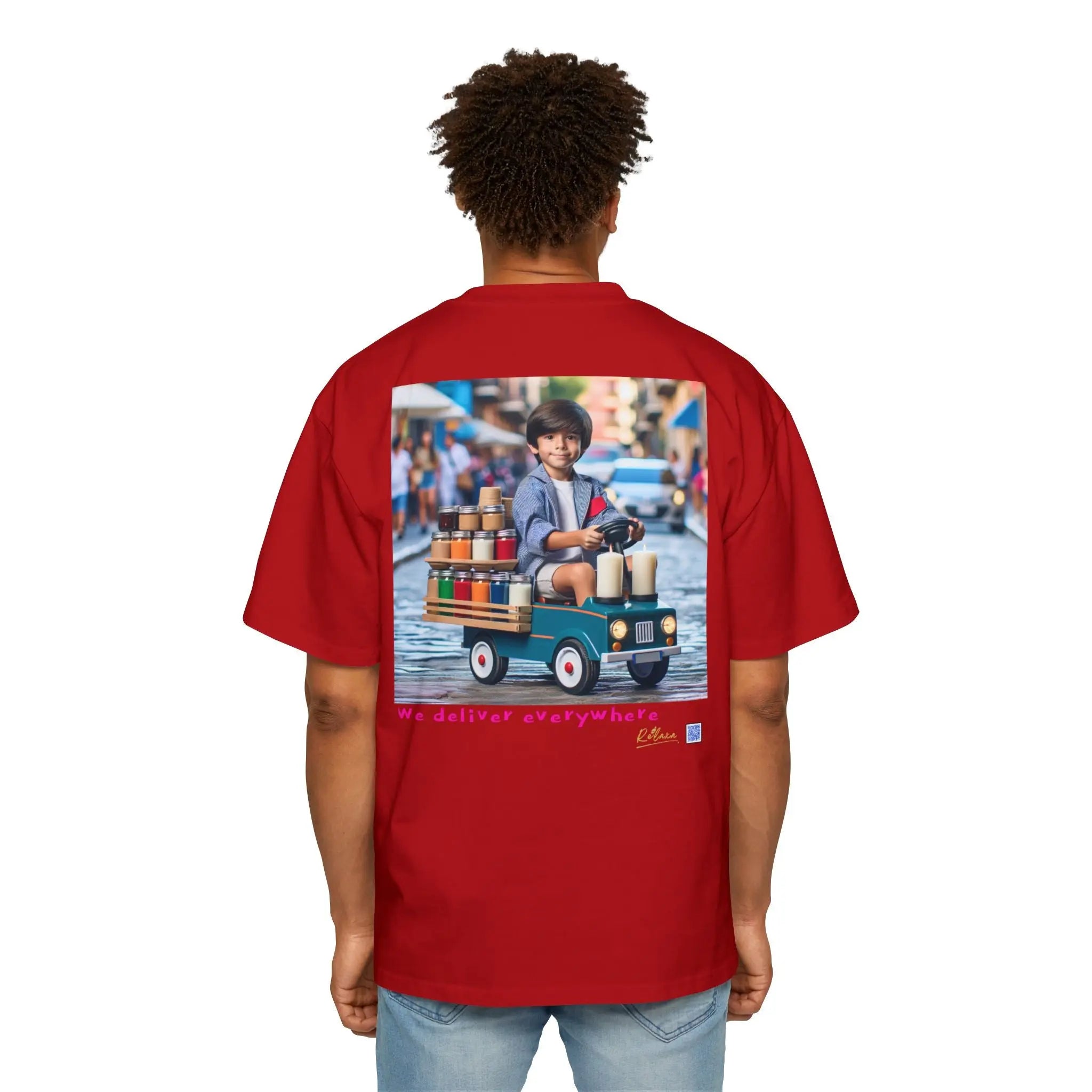 Relaxa Men's Heavy Oversized Tee - Relax & Deliver Graphic Tee Printify