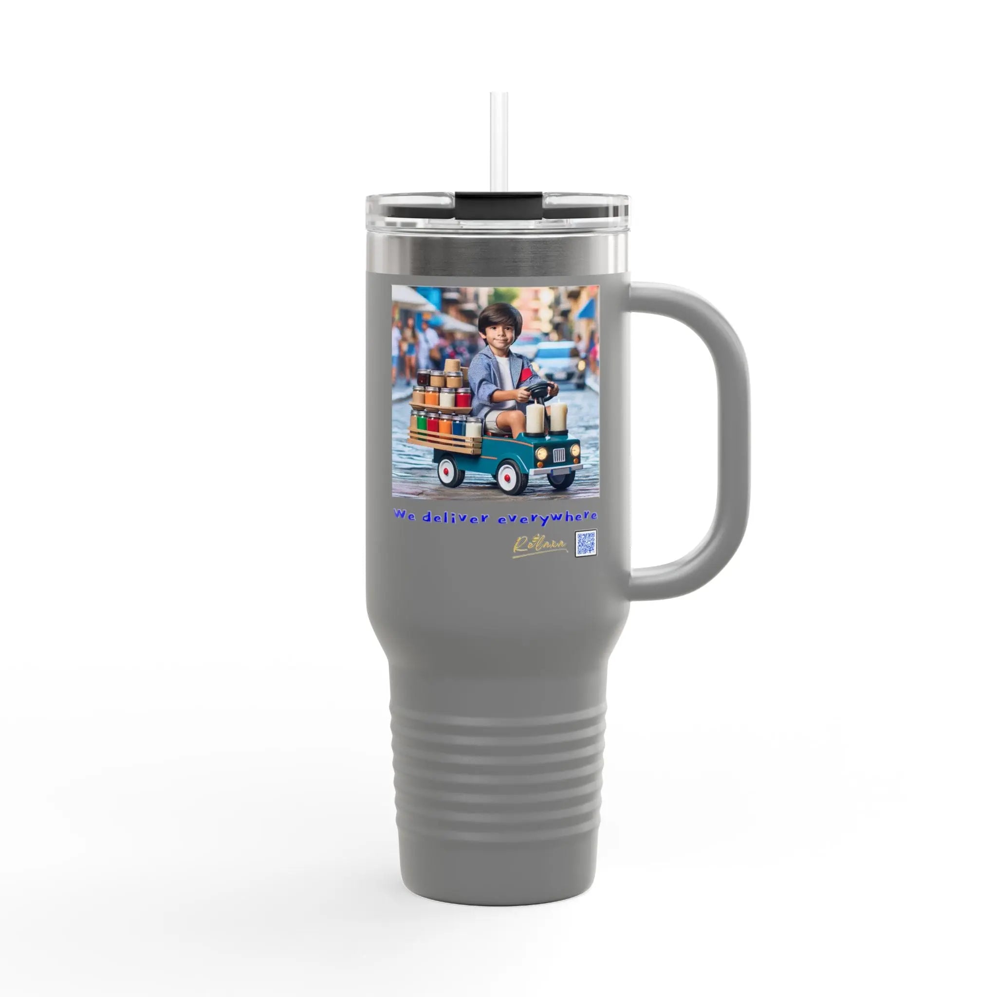 Insulated Travel Mug - We Deliver Everywhere Design, 40oz Printify