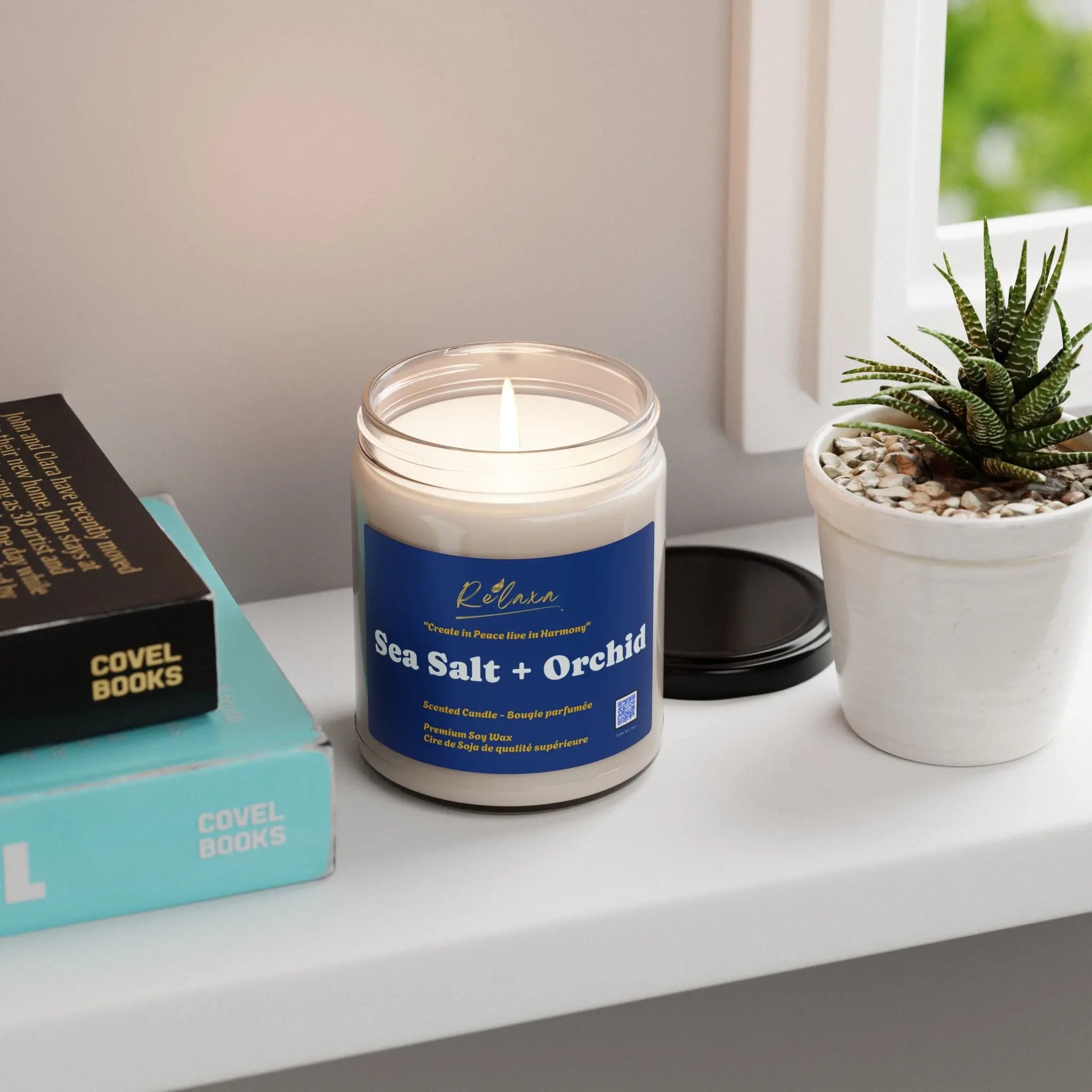 Relaxa Sea Salt + Orchid Candle Printify
