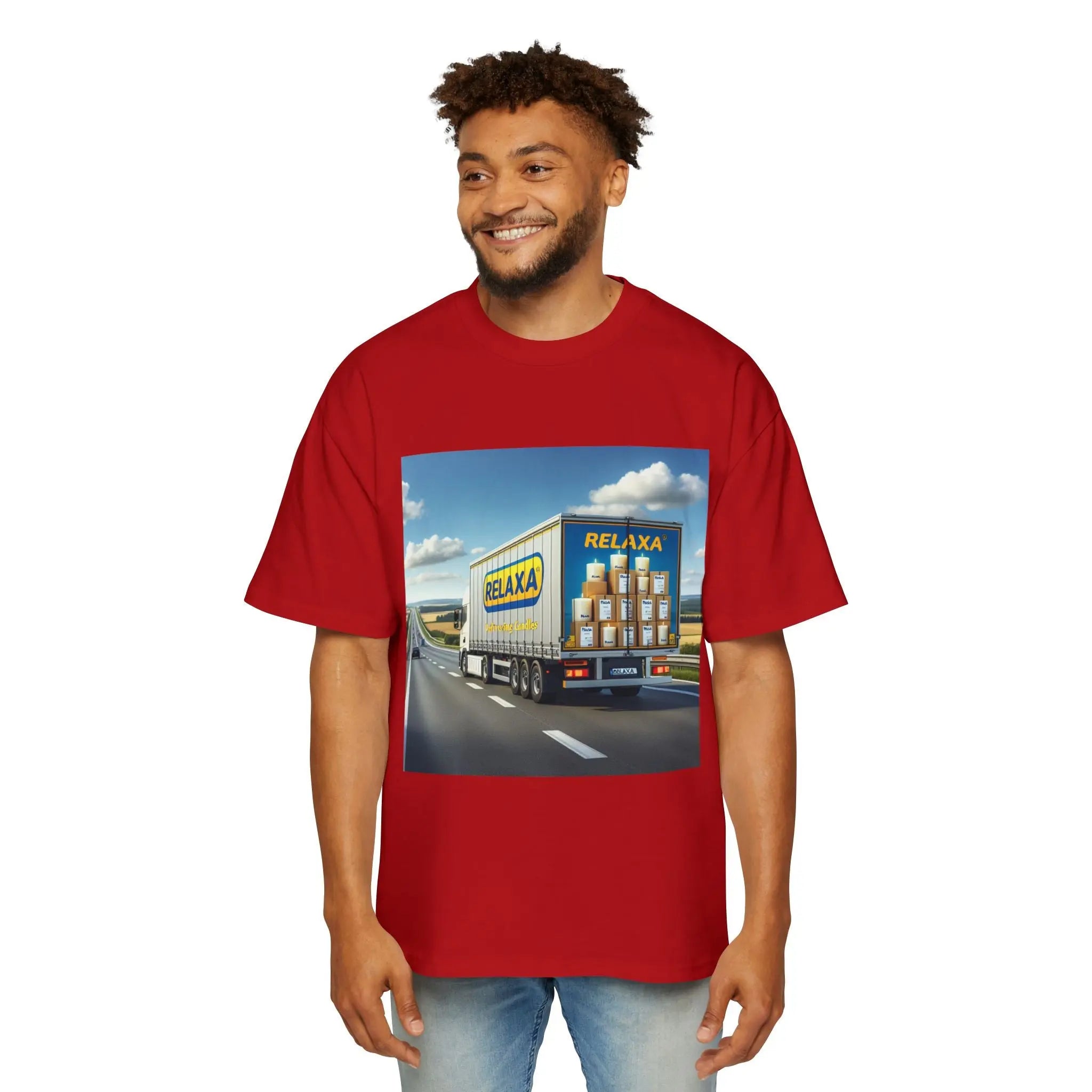 Relaxa Men's Heavy Oversized Tee - Relax & Deliver Graphic Tee Printify