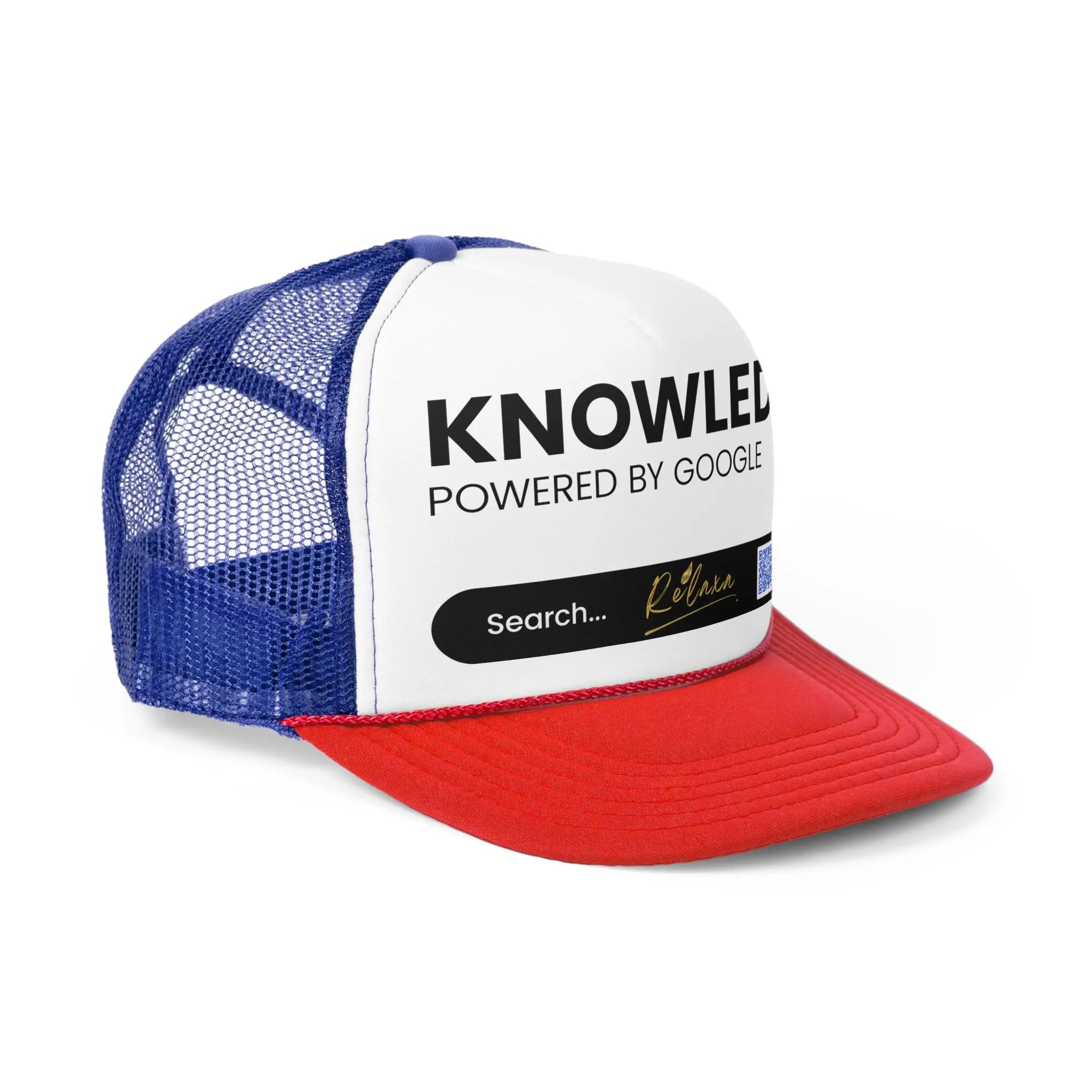 Knowledge is Power with Relaxa Trucker Cap - Powered by Google, Perfect Gift for Tech Lovers Printify