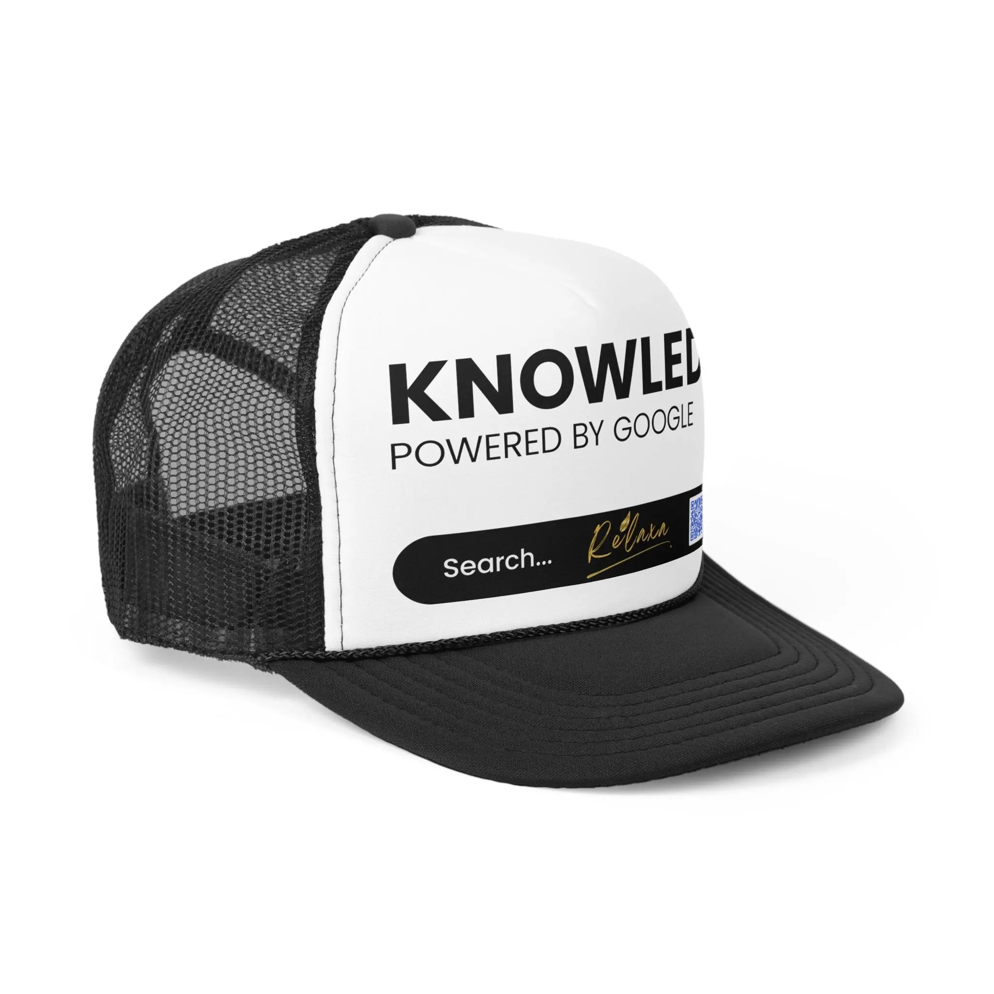 Knowledge is Power with Relaxa Trucker Cap - Powered by Google, Perfect Gift for Tech Lovers Printify