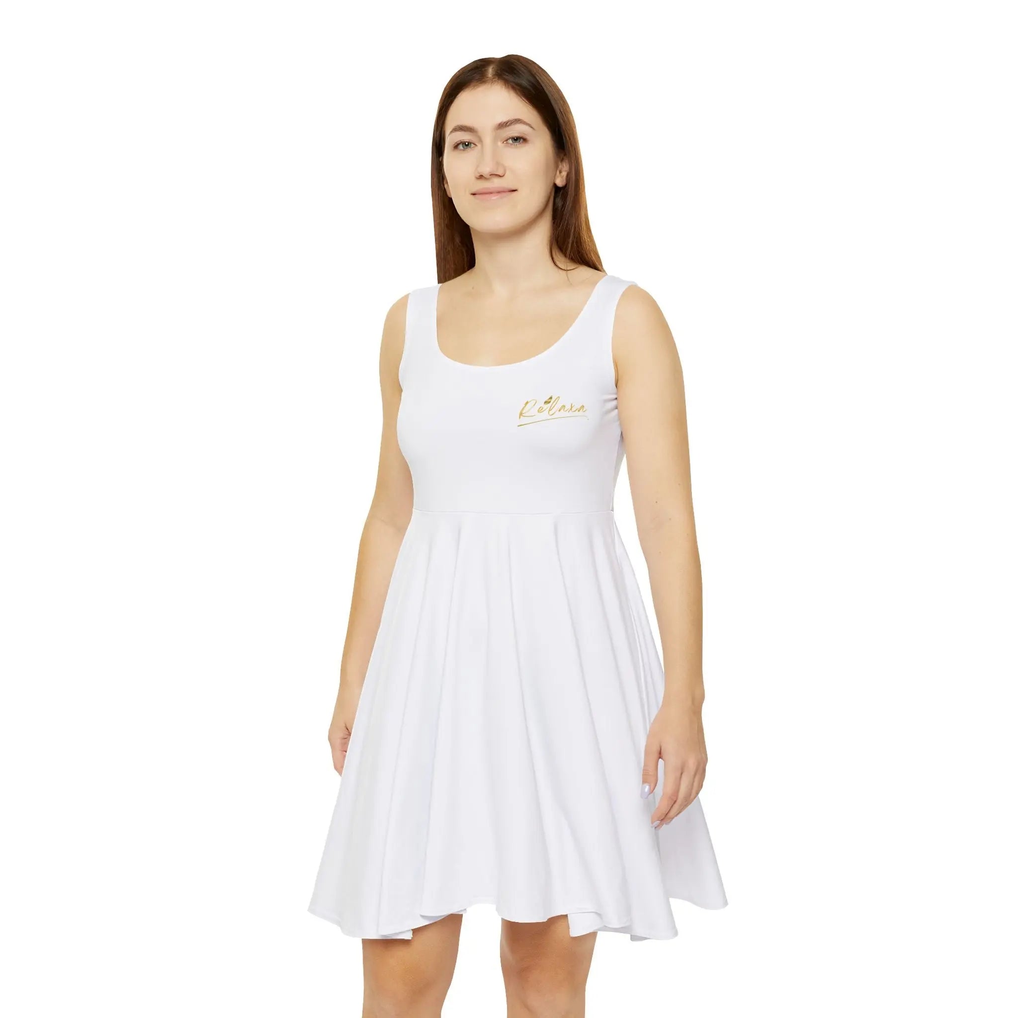 Chic Women's Skater Dress - Elegant White Casual Style Printify