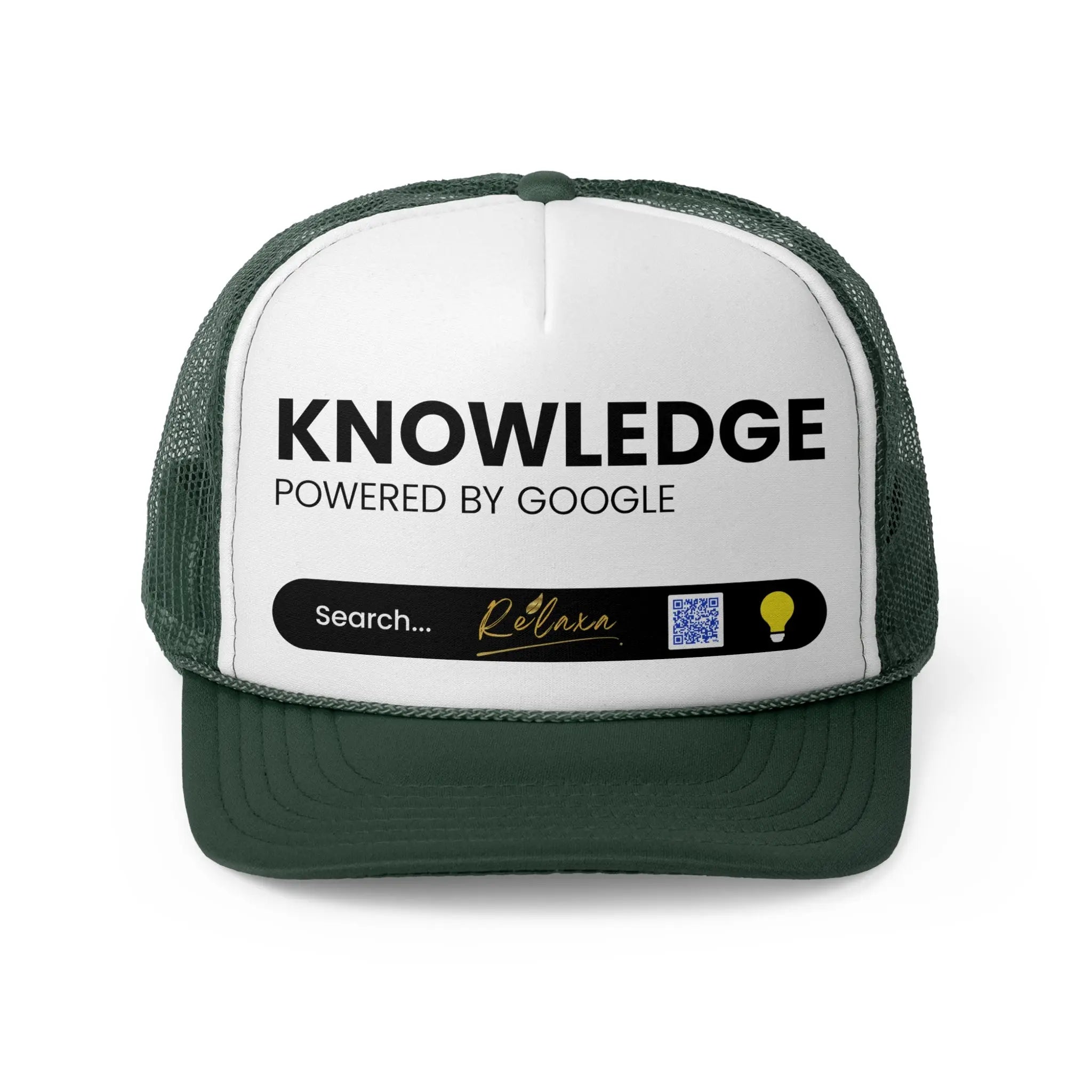 Knowledge is Power with Relaxa Trucker Cap - Powered by Google, Perfect Gift for Tech Lovers Printify