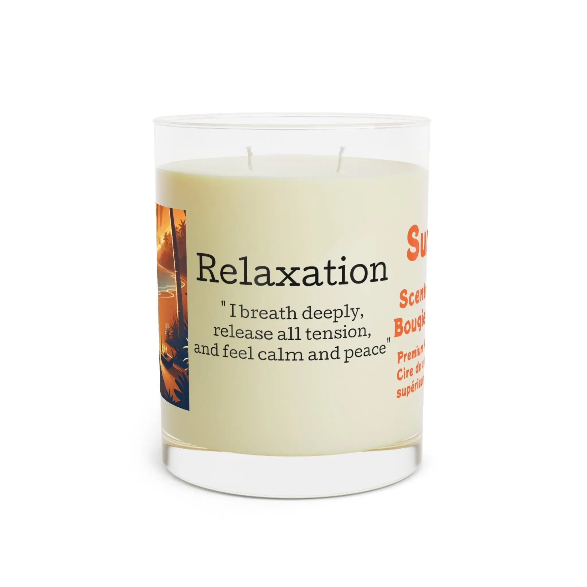 Relaxation Scented Candle - 11oz Full Glass with Inspirational Quote Printify