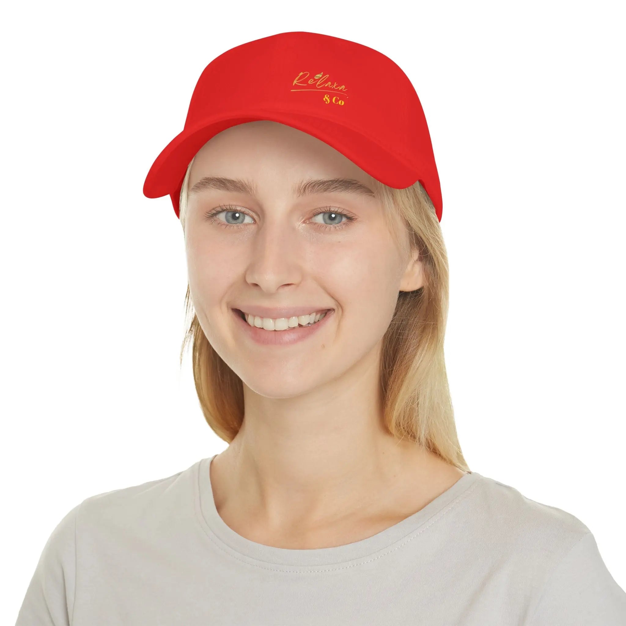 Relaxa Red Baseball Cap - Stylish Low Profile Cap for Casual Outings Printify