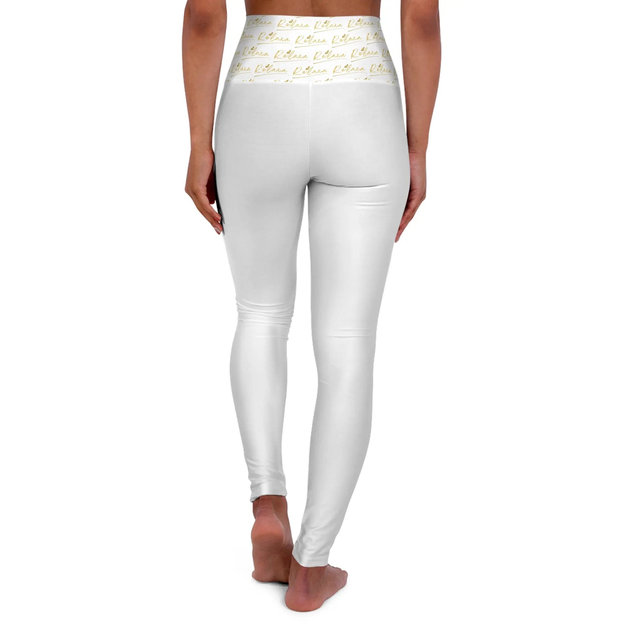High Waisted Relaxa Yoga Leggings with Inspirational Text - Perfect for Fitness & Wellness Printify