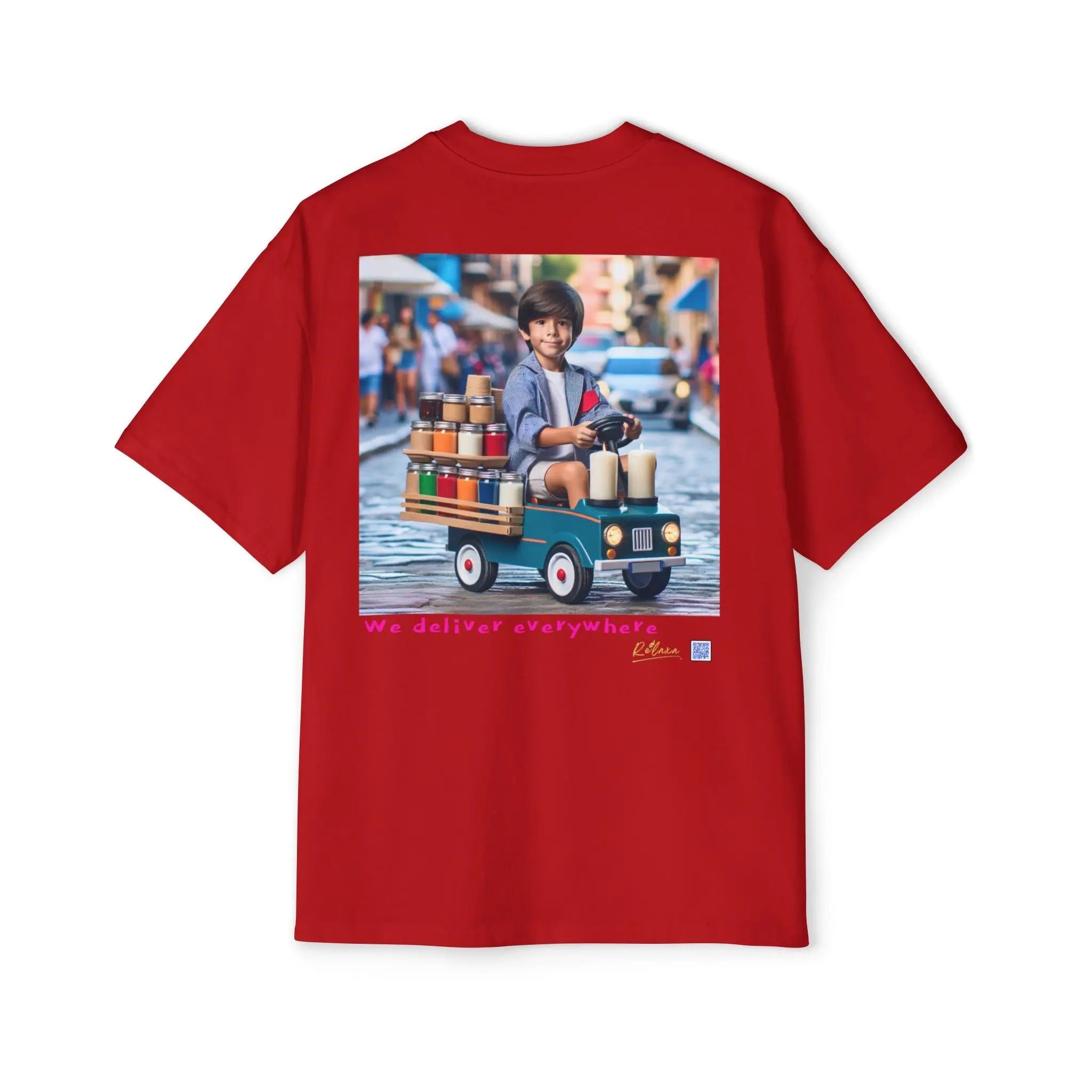 Relaxa Men's Heavy Oversized Tee - Relax & Deliver Graphic Tee Printify