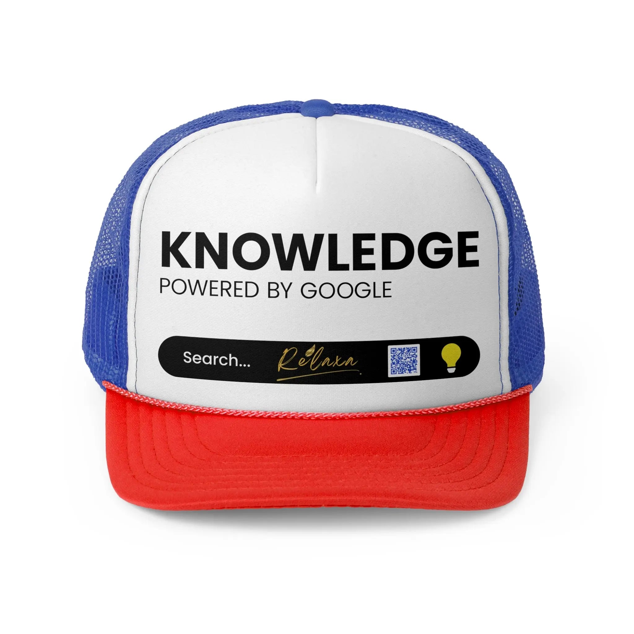 Knowledge is Power with Relaxa Trucker Cap - Powered by Google, Perfect Gift for Tech Lovers Printify