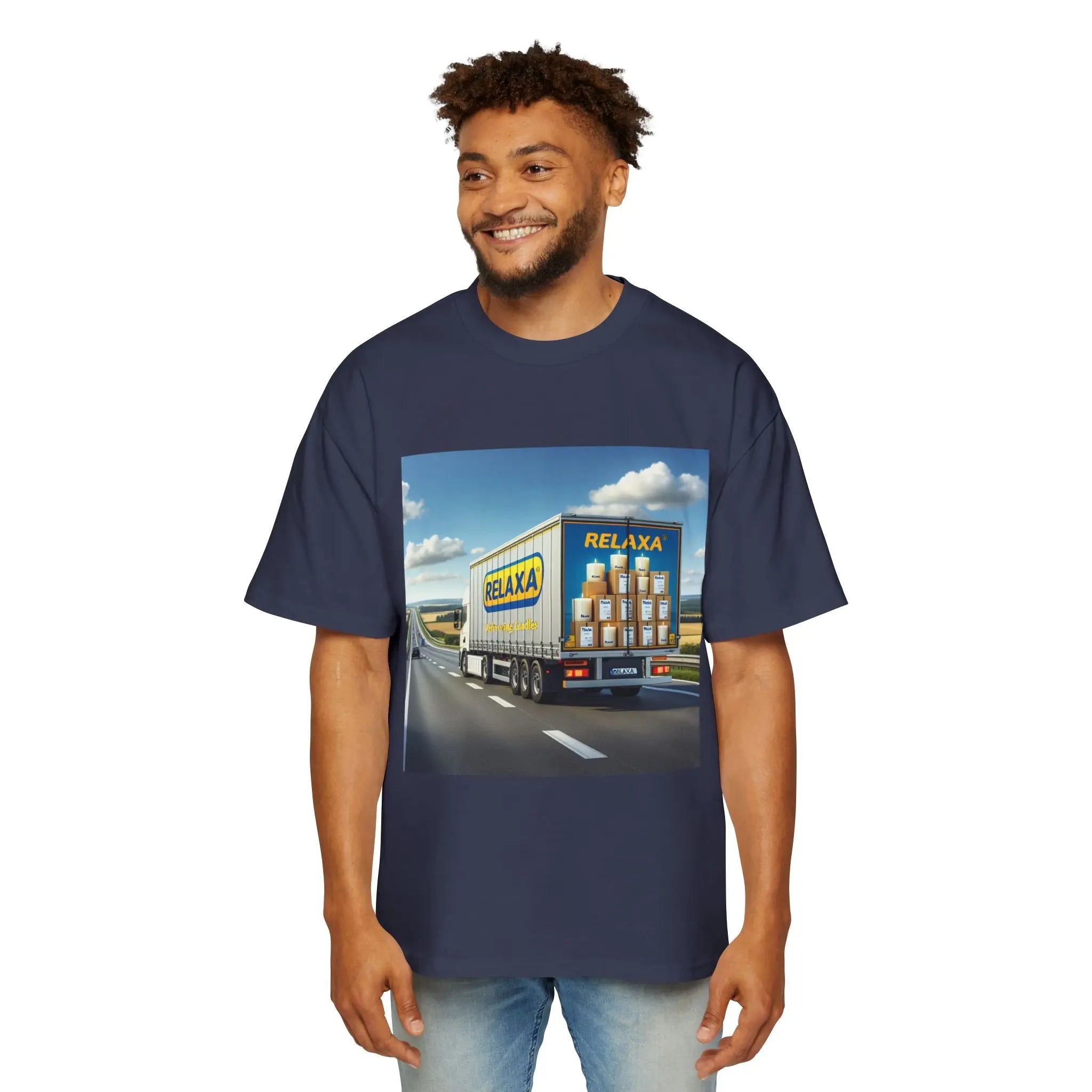 Relaxa Men's Heavy Oversized Tee - Relax & Deliver Graphic Tee Printify