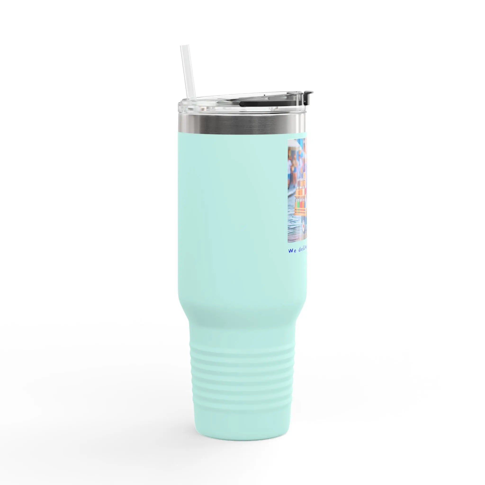 Insulated Travel Mug - We Deliver Everywhere Design, 40oz Printify