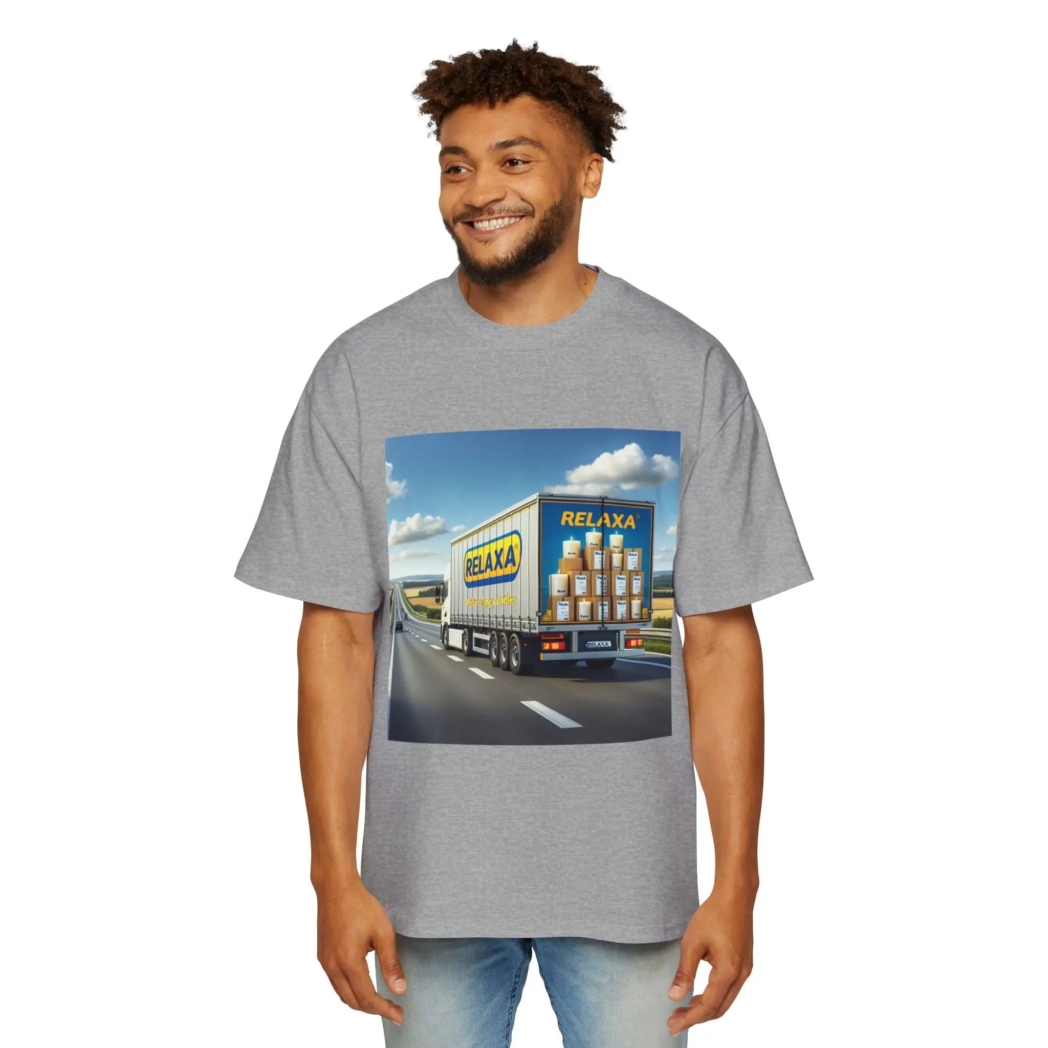 Relaxa Men's Heavy Oversized Tee - Relax & Deliver Graphic Tee Printify