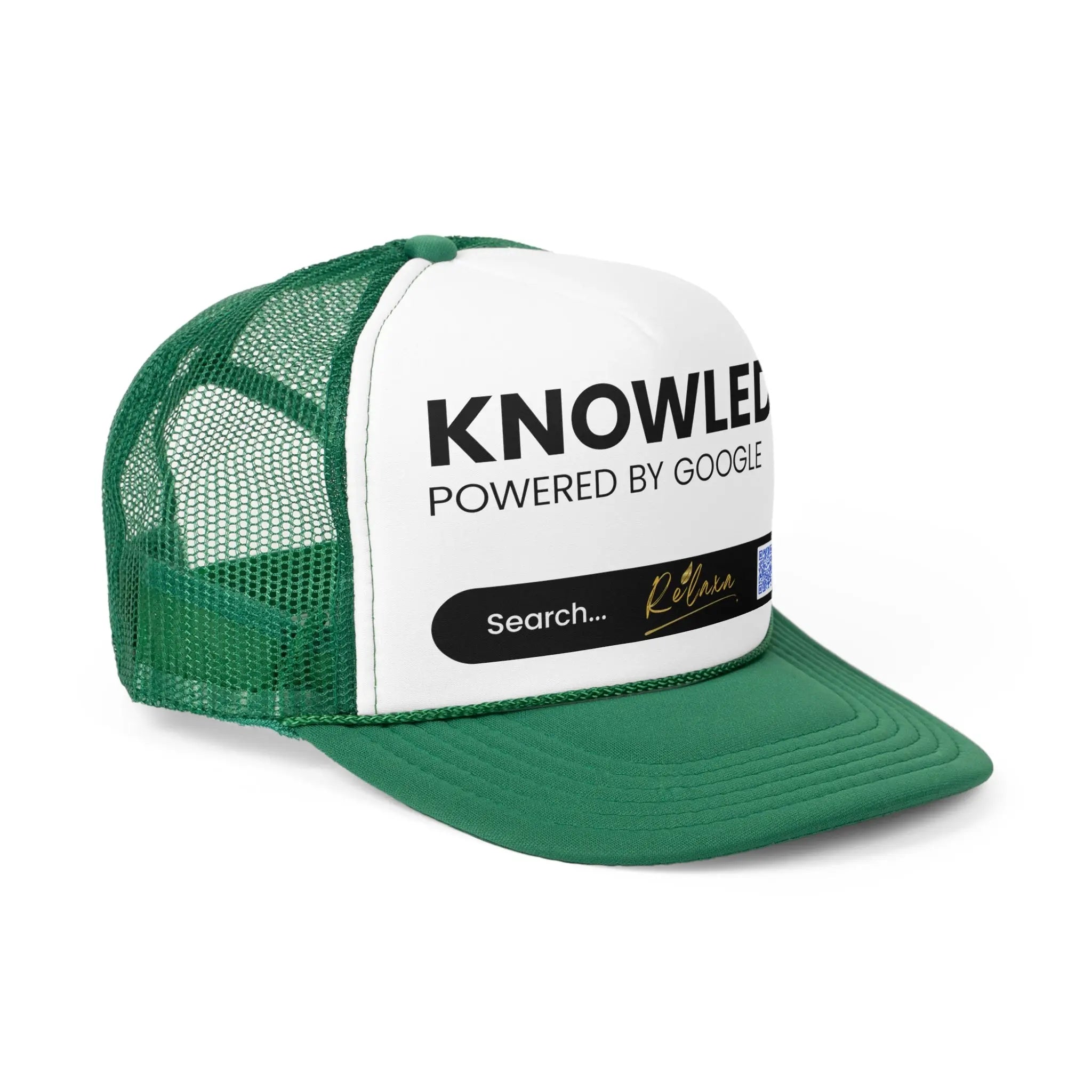 Knowledge is Power with Relaxa Trucker Cap - Powered by Google, Perfect Gift for Tech Lovers Printify