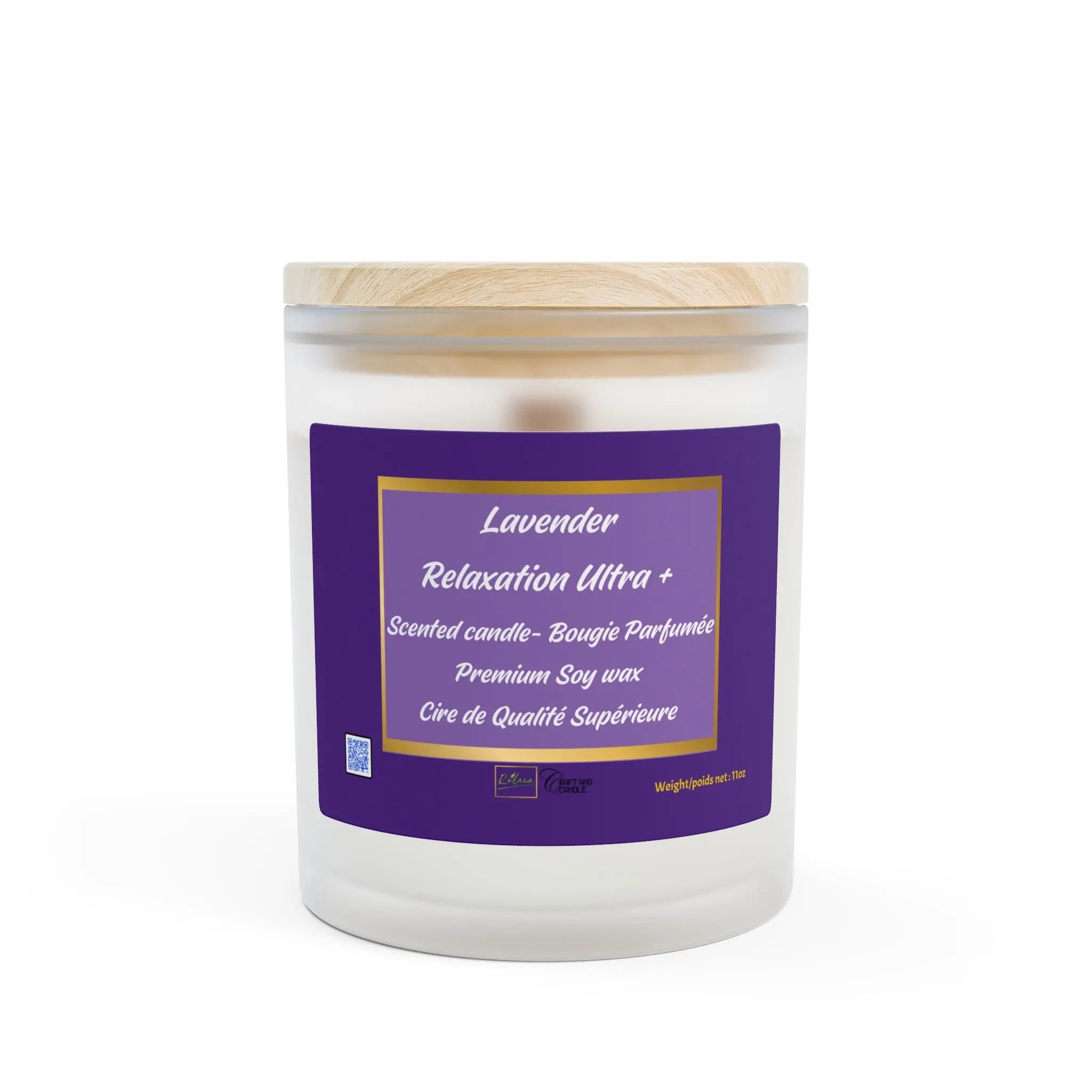 Lavender Relaxation 11oz Frosted Glass Candle by Relaxa Relaxa Candle Canada
