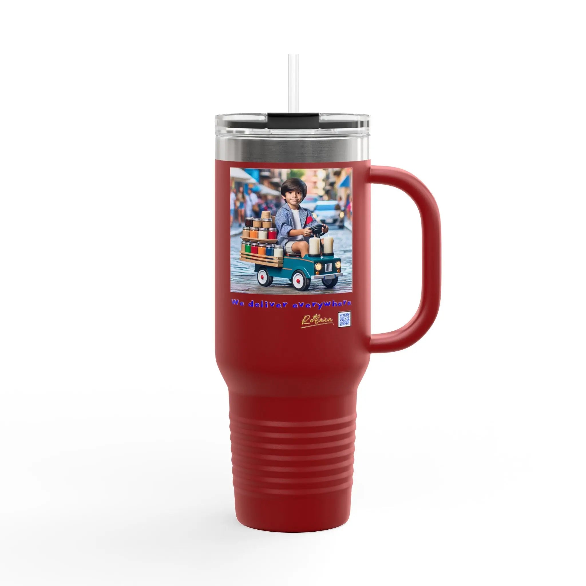 Insulated Travel Mug - We Deliver Everywhere Design, 40oz Printify