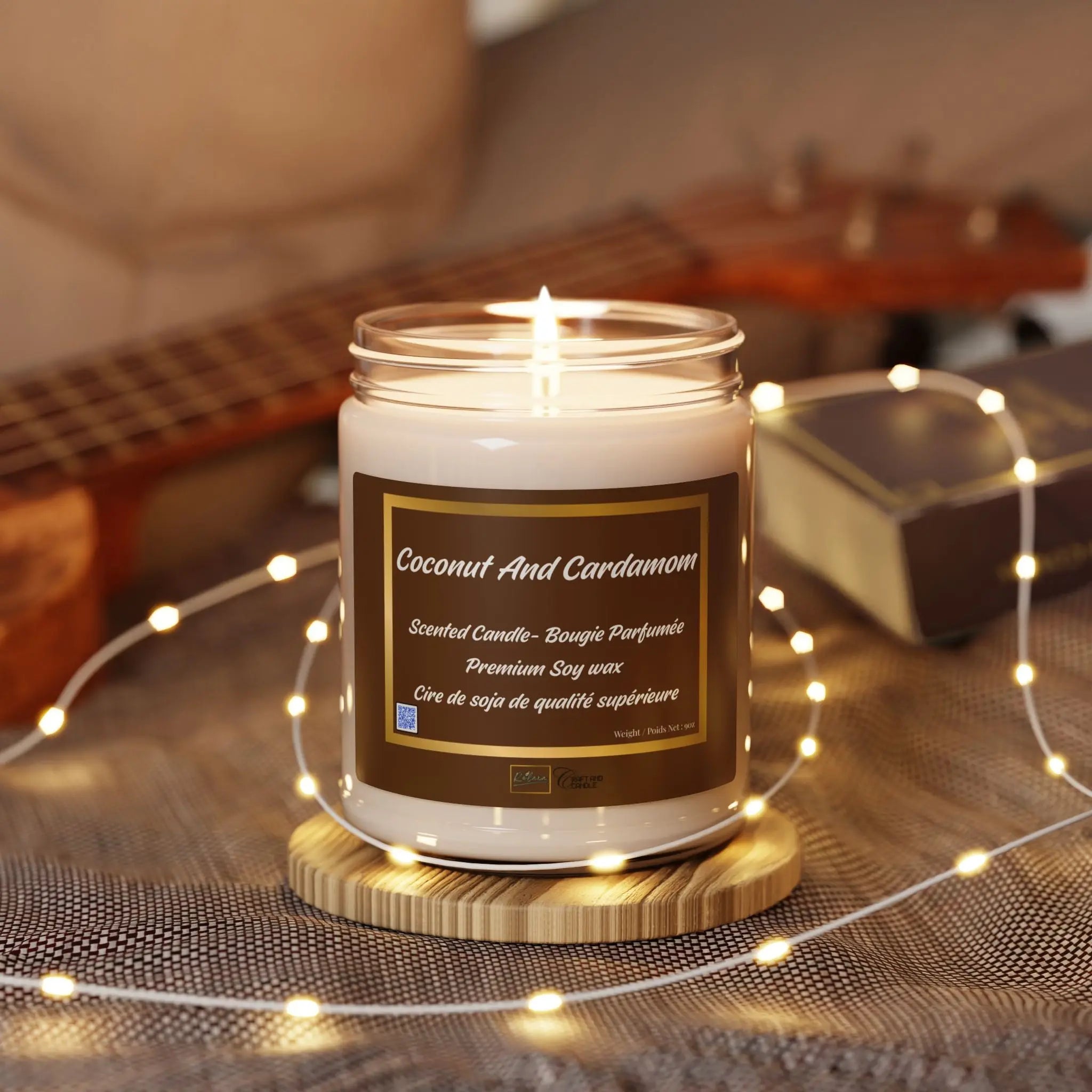 Soy Candle - Coconut Cream and Cardamom Scent, 9oz Relaxa Candle Canada