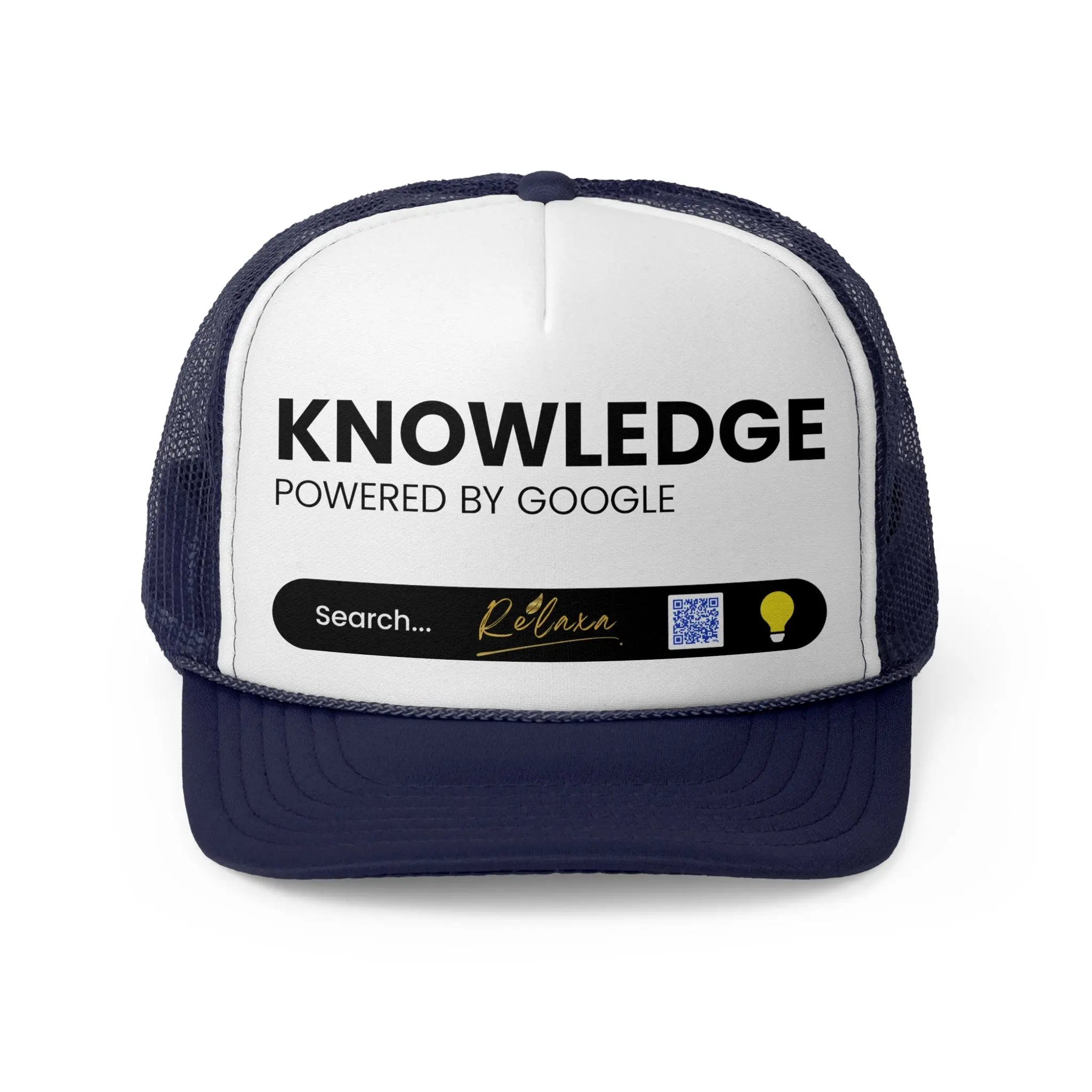 Knowledge is Power with Relaxa Trucker Cap - Powered by Google, Perfect Gift for Tech Lovers Printify