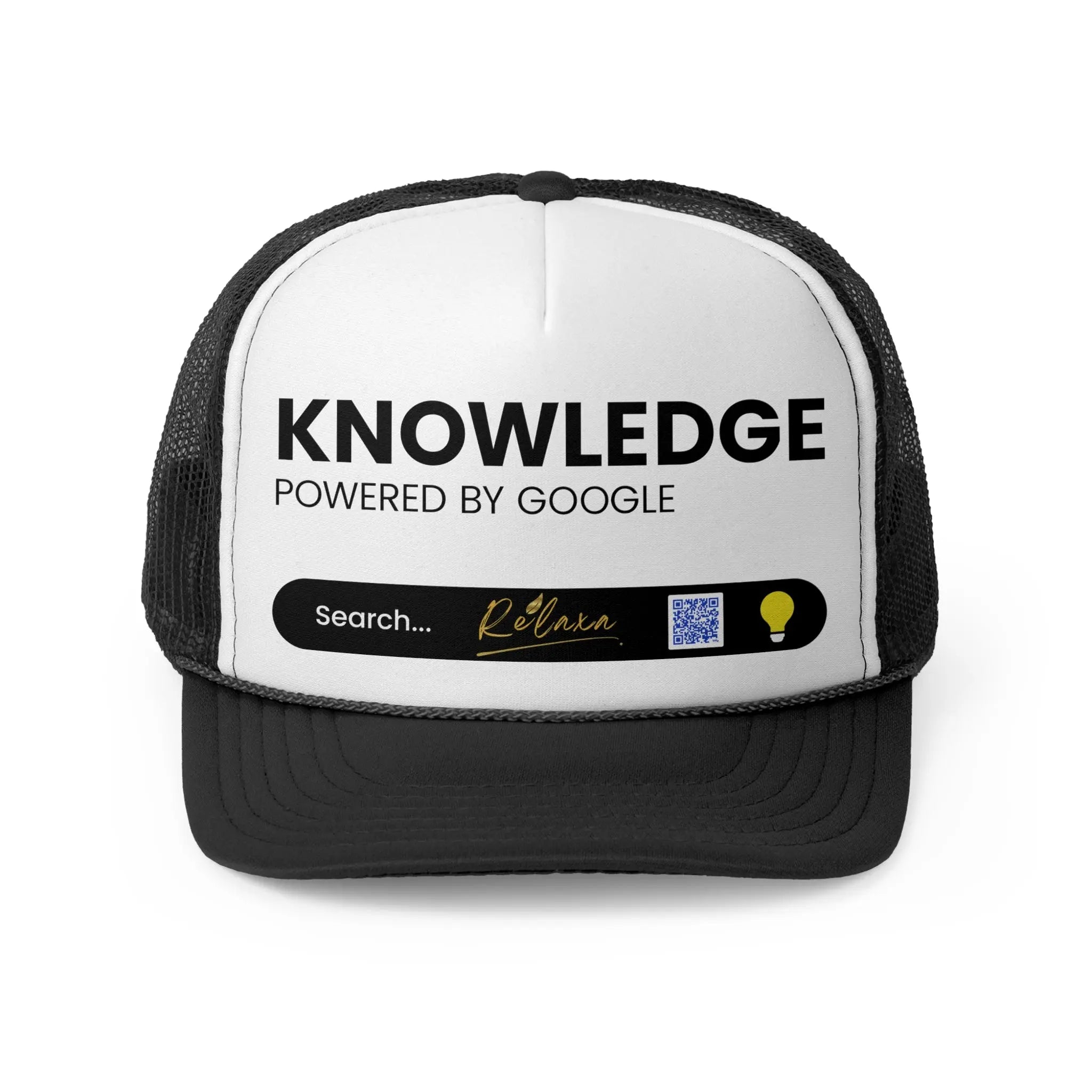 Knowledge is Power with Relaxa Trucker Cap - Powered by Google, Perfect Gift for Tech Lovers Printify