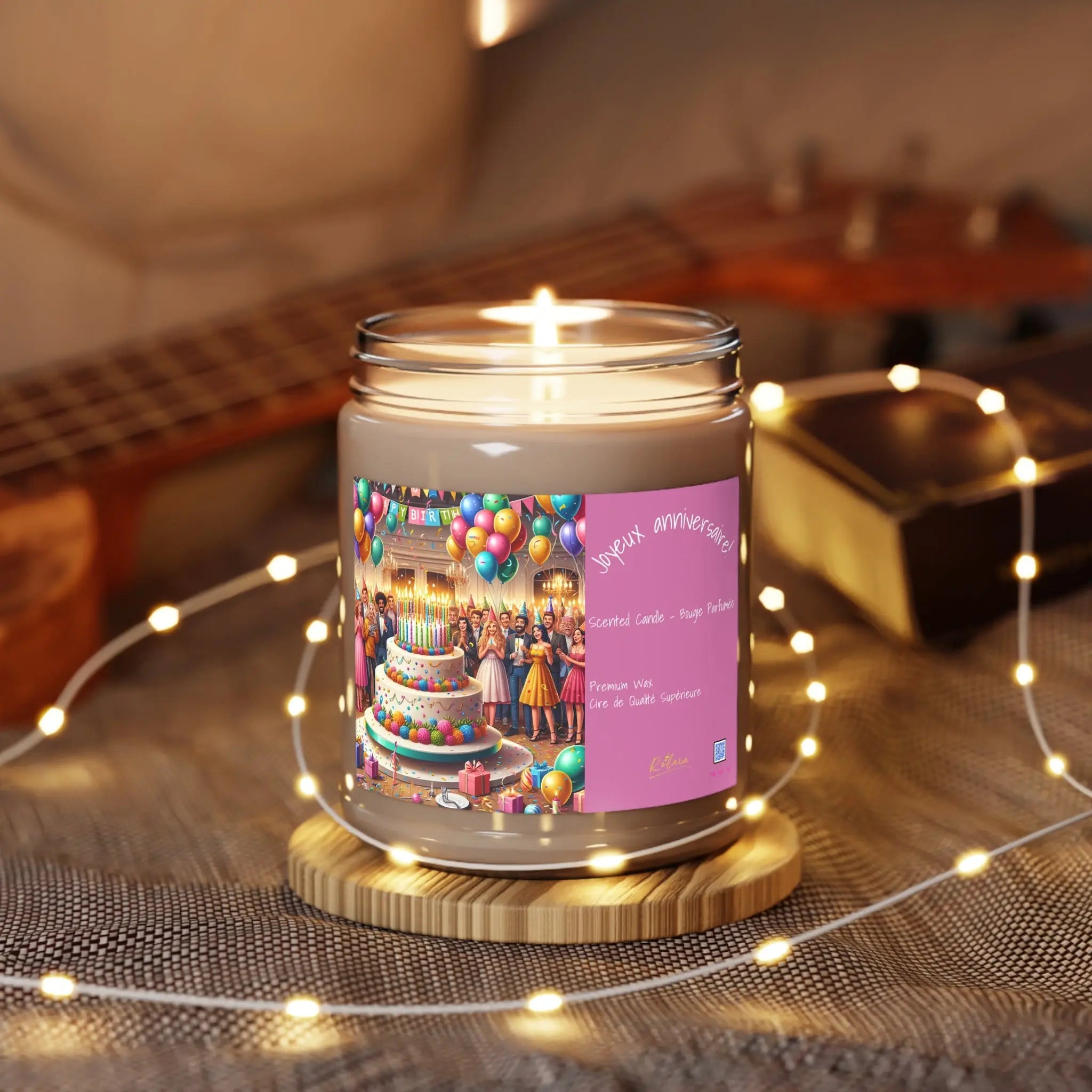 Joyeux anniversaires Scented Candle - 9oz Party Vibes Printify