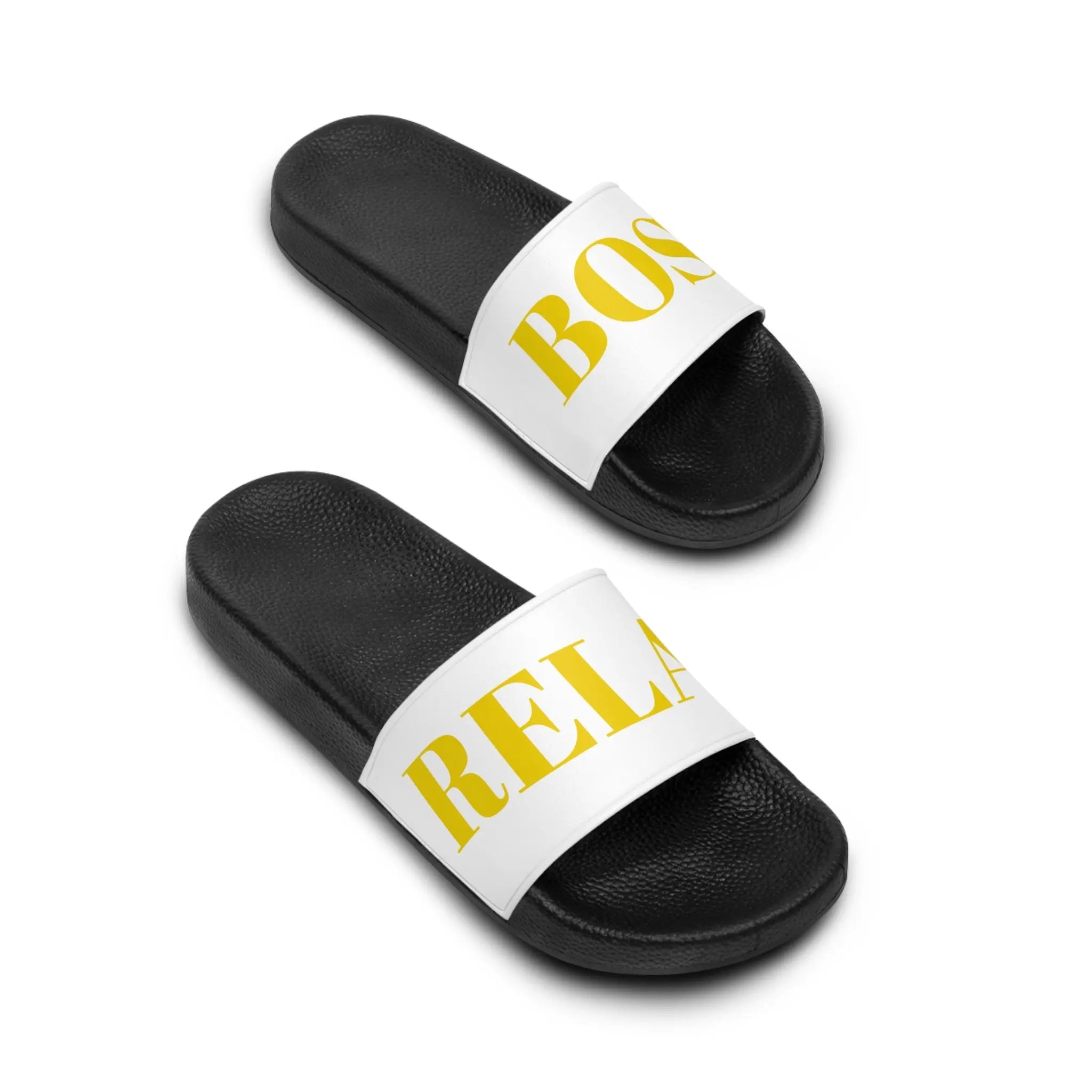 Men's Slide Sandals - Bold 'RELAX BOSS' Design for Summer Comfort Printify