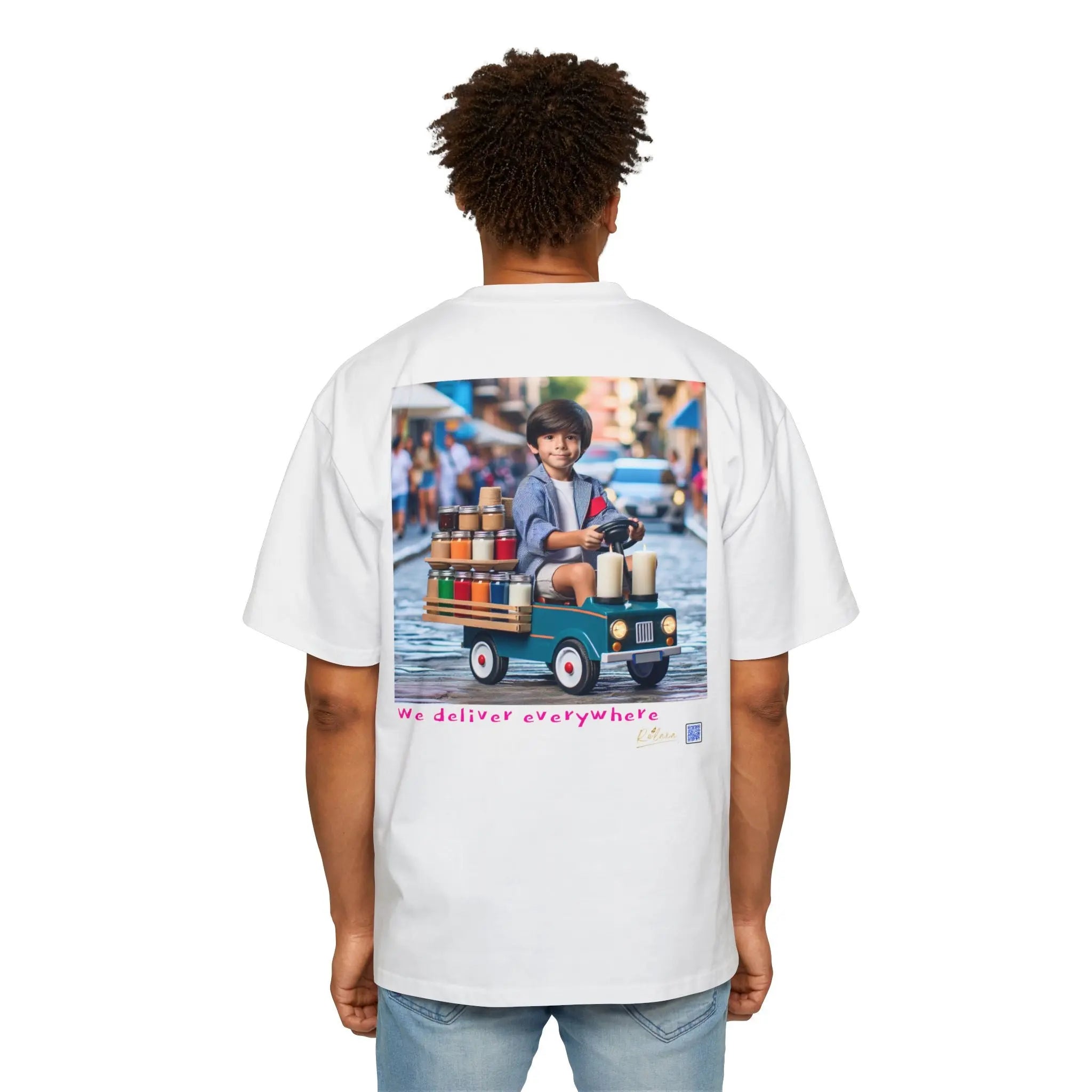 Relaxa Men's Heavy Oversized Tee - Relax & Deliver Graphic Tee Printify
