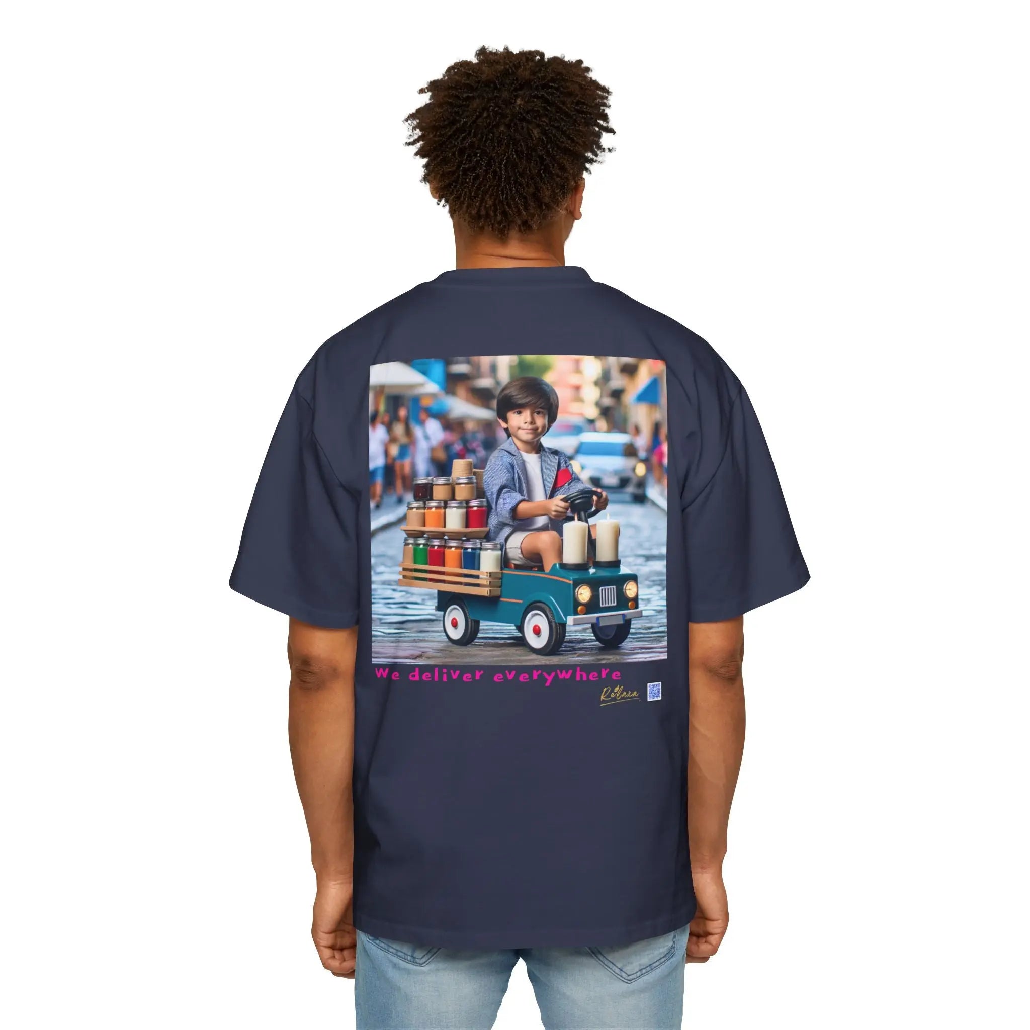 Relaxa Men's Heavy Oversized Tee - Relax & Deliver Graphic Tee Printify