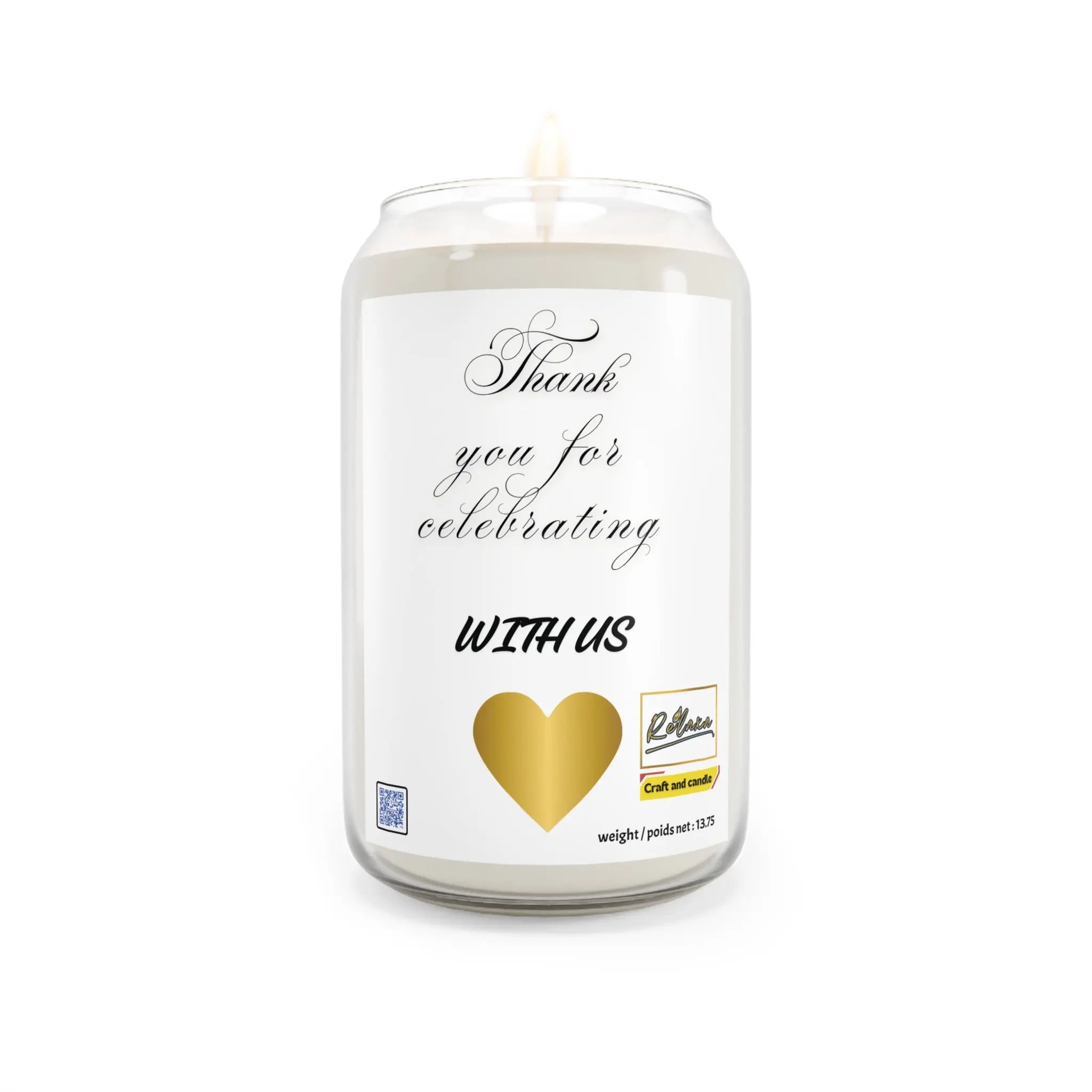 Scented Candle - Gratitude, Thank You for Celebrating, Wedding, Anniversary, Hostess Gift, Relaxation, Home Decor - 13.75oz Relaxa Candle Canada