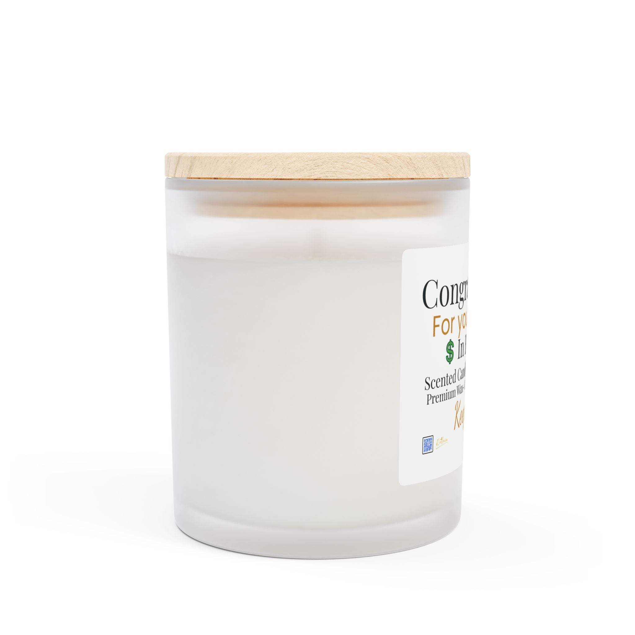 Frosted Glass Graduation Candle - Congratulations for your Business!