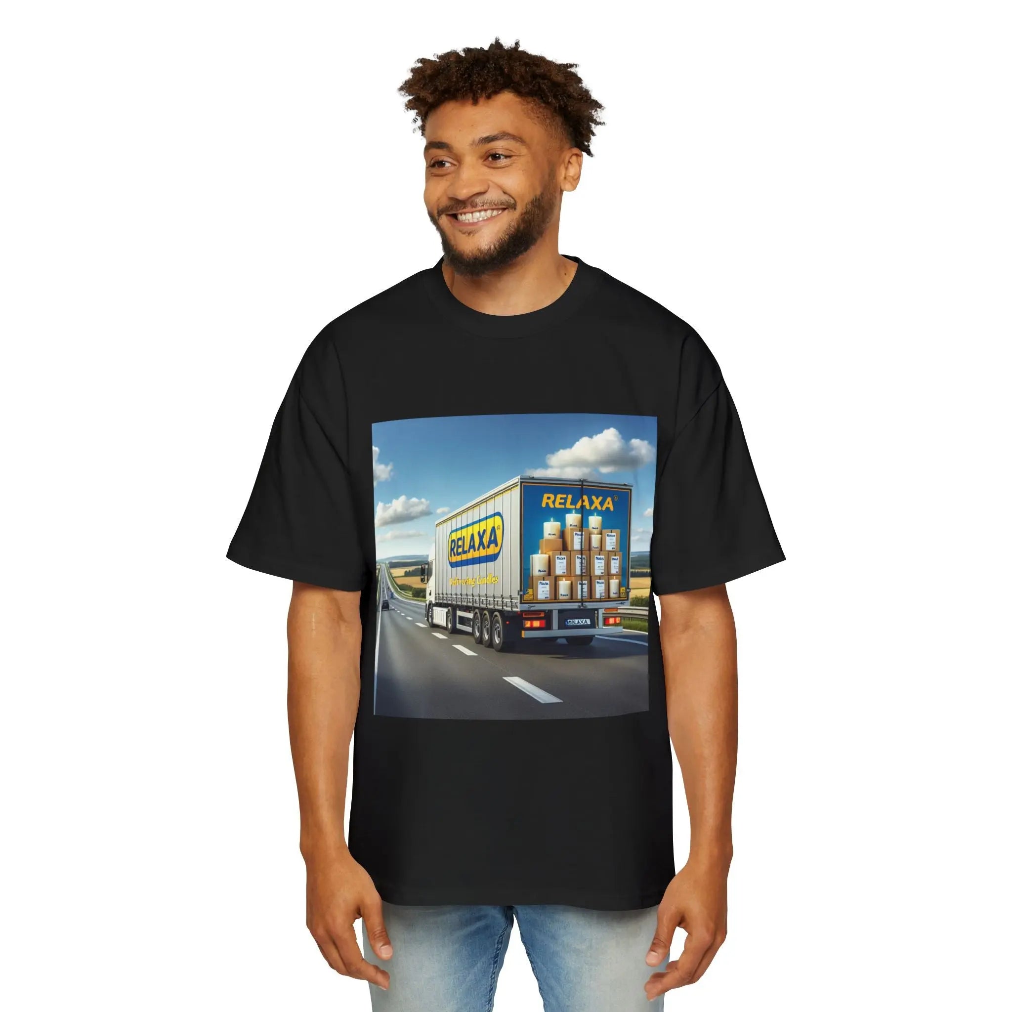 Relaxa Men's Heavy Oversized Tee - Relax & Deliver Graphic Tee Printify