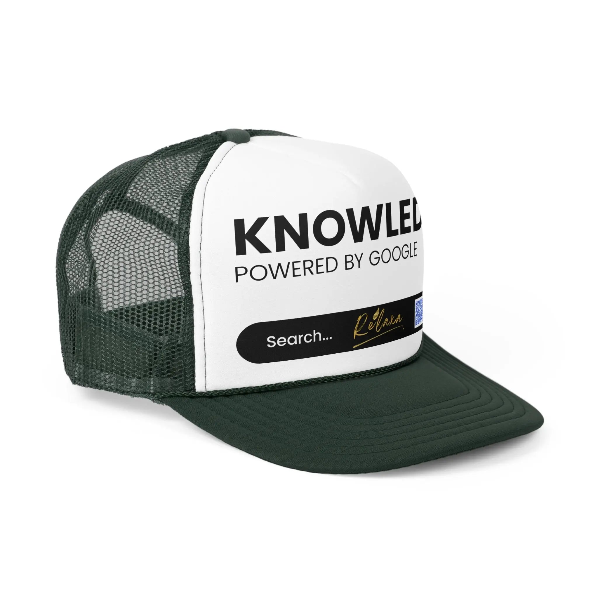 Knowledge is Power with Relaxa Trucker Cap - Powered by Google, Perfect Gift for Tech Lovers Printify