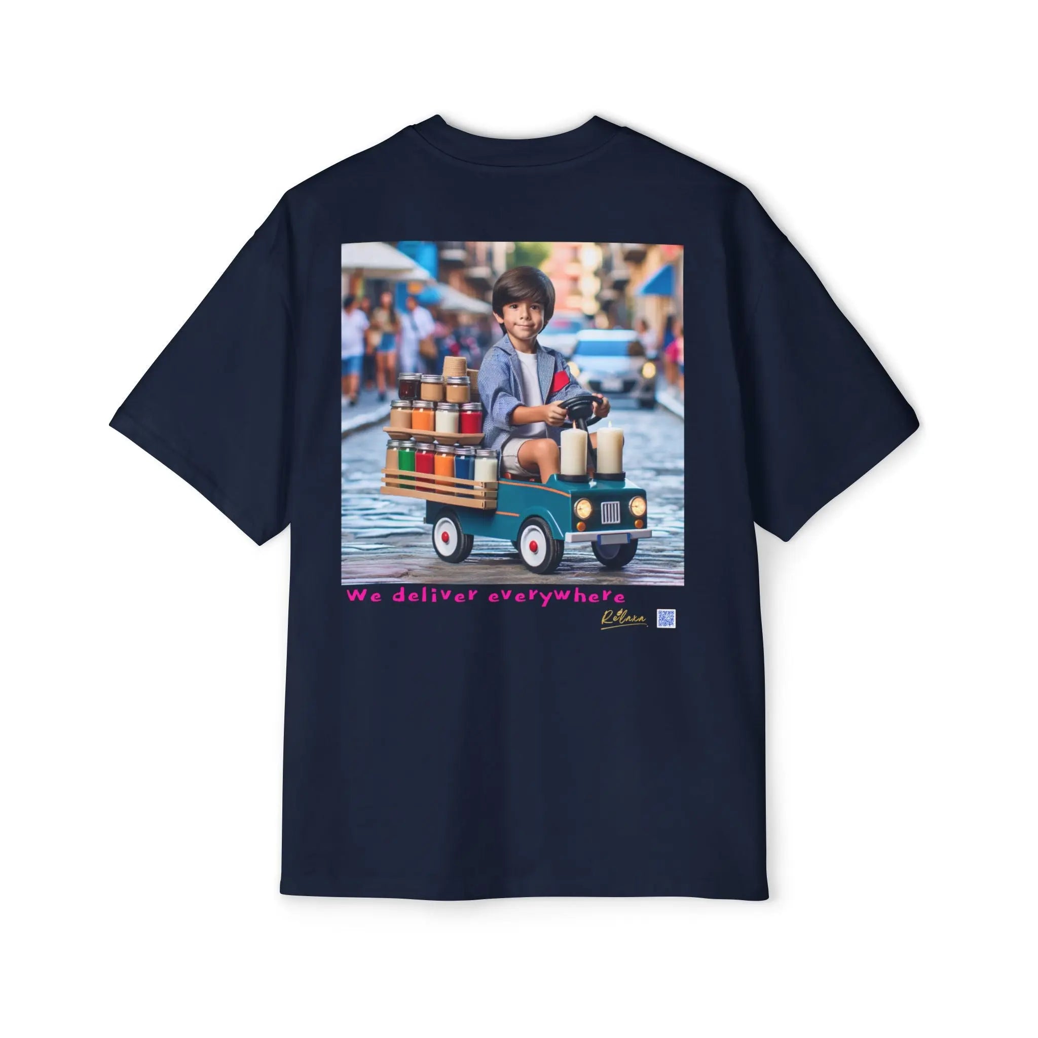 Relaxa Men's Heavy Oversized Tee - Relax & Deliver Graphic Tee Printify