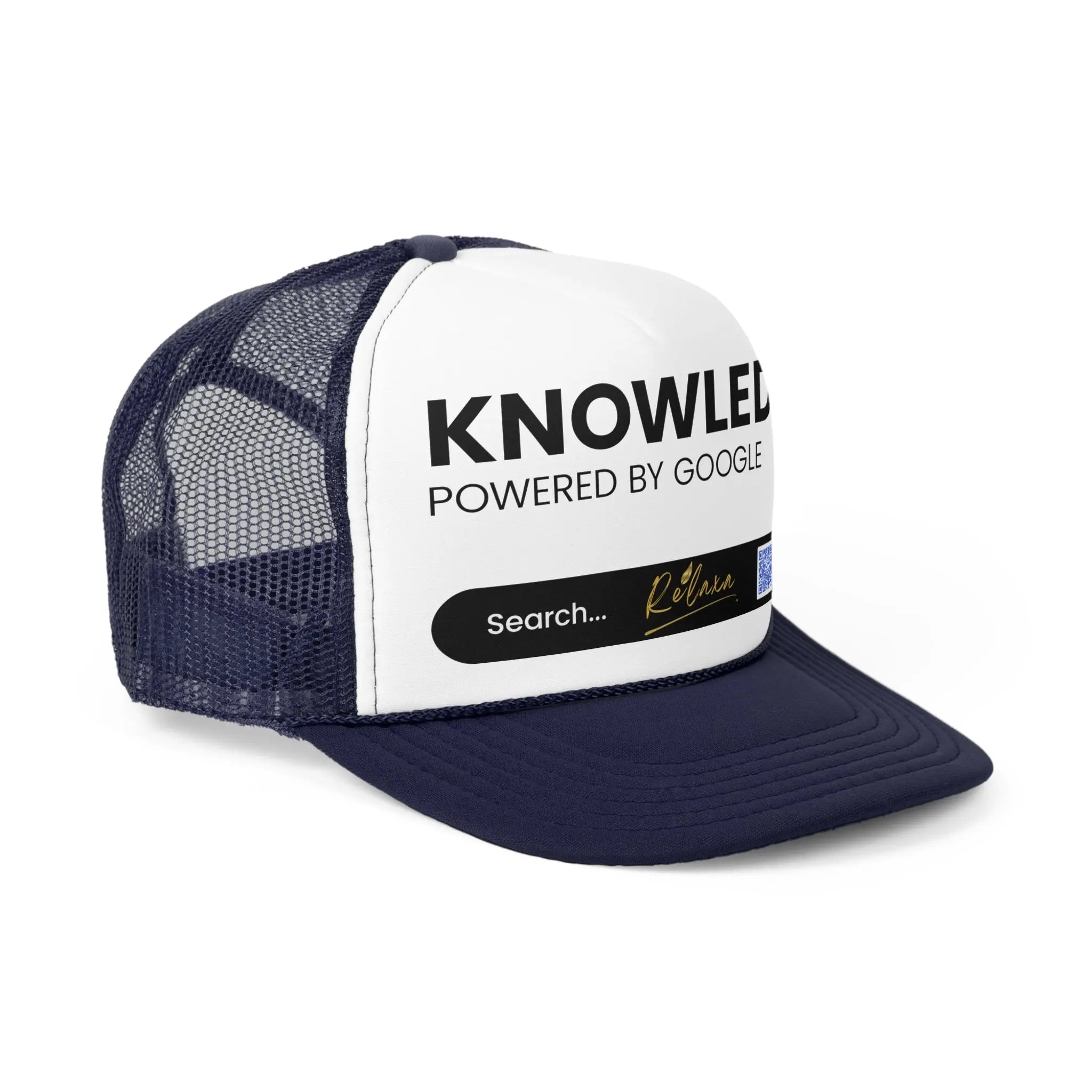 Knowledge is Power with Relaxa Trucker Cap - Powered by Google, Perfect Gift for Tech Lovers Printify