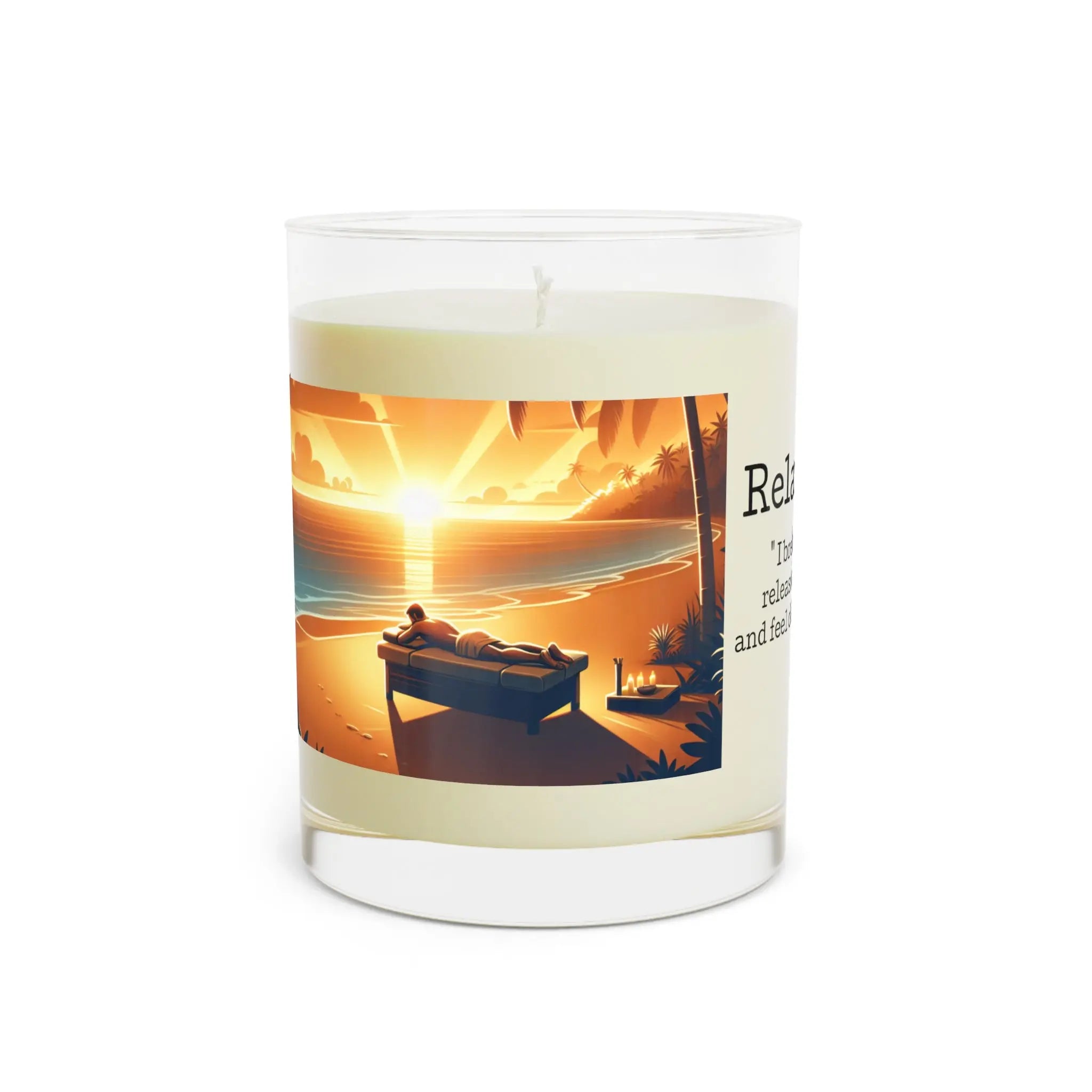 Relaxation Scented Candle - 11oz Full Glass with Inspirational Quote Printify