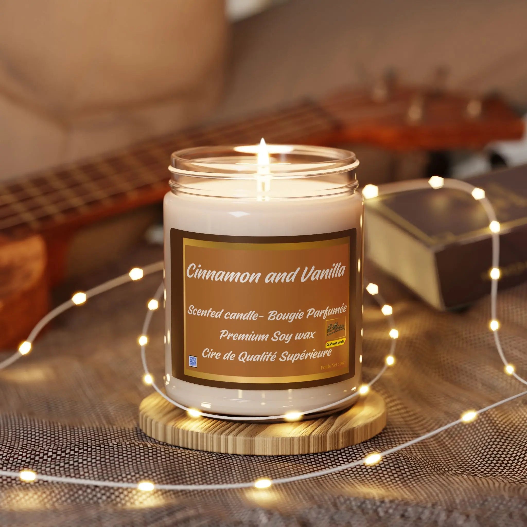 Soy Candle, Cinnamon and Vanilla Scented 9oz Relaxa Candle Canada