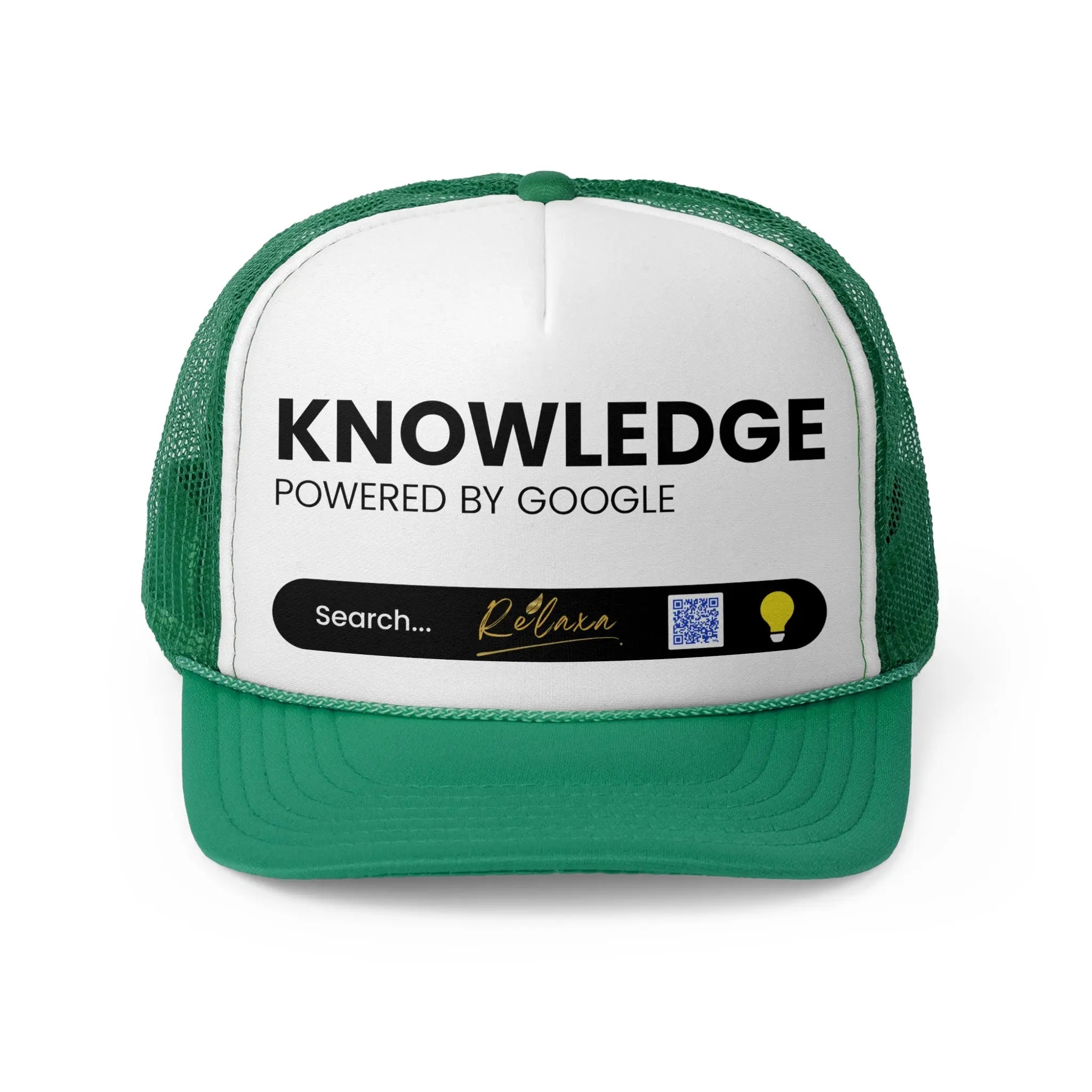 Knowledge is Power with Relaxa Trucker Cap - Powered by Google, Perfect Gift for Tech Lovers Printify