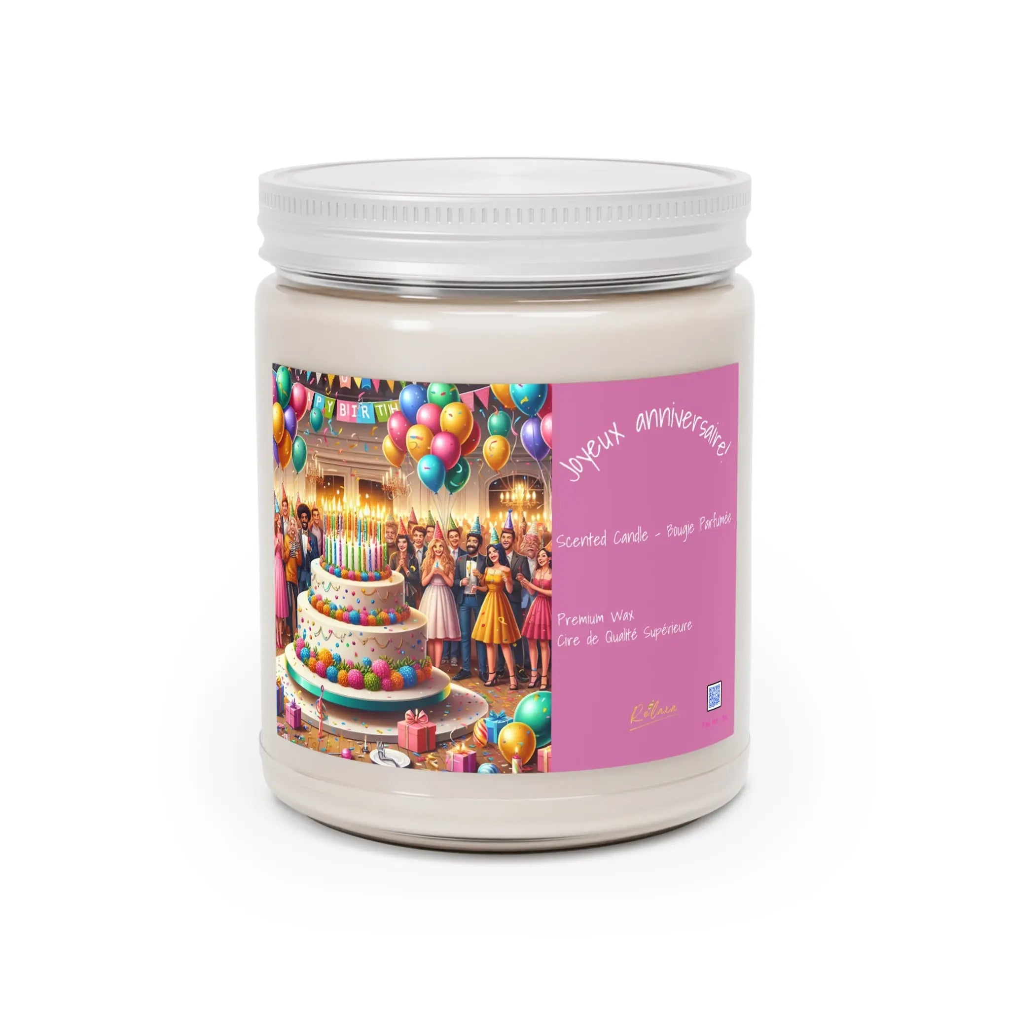 Joyeux anniversaires Scented Candle - 9oz Party Vibes Printify