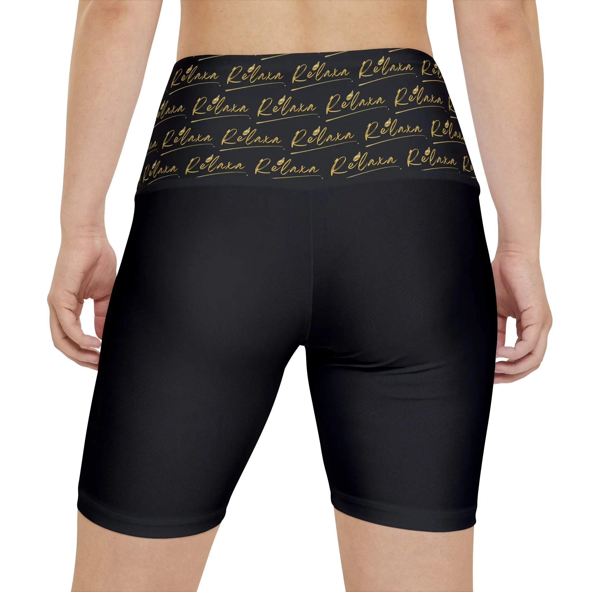 Yoga & Fitness Women's Workout Shorts with Stylish Gold Logo Printify