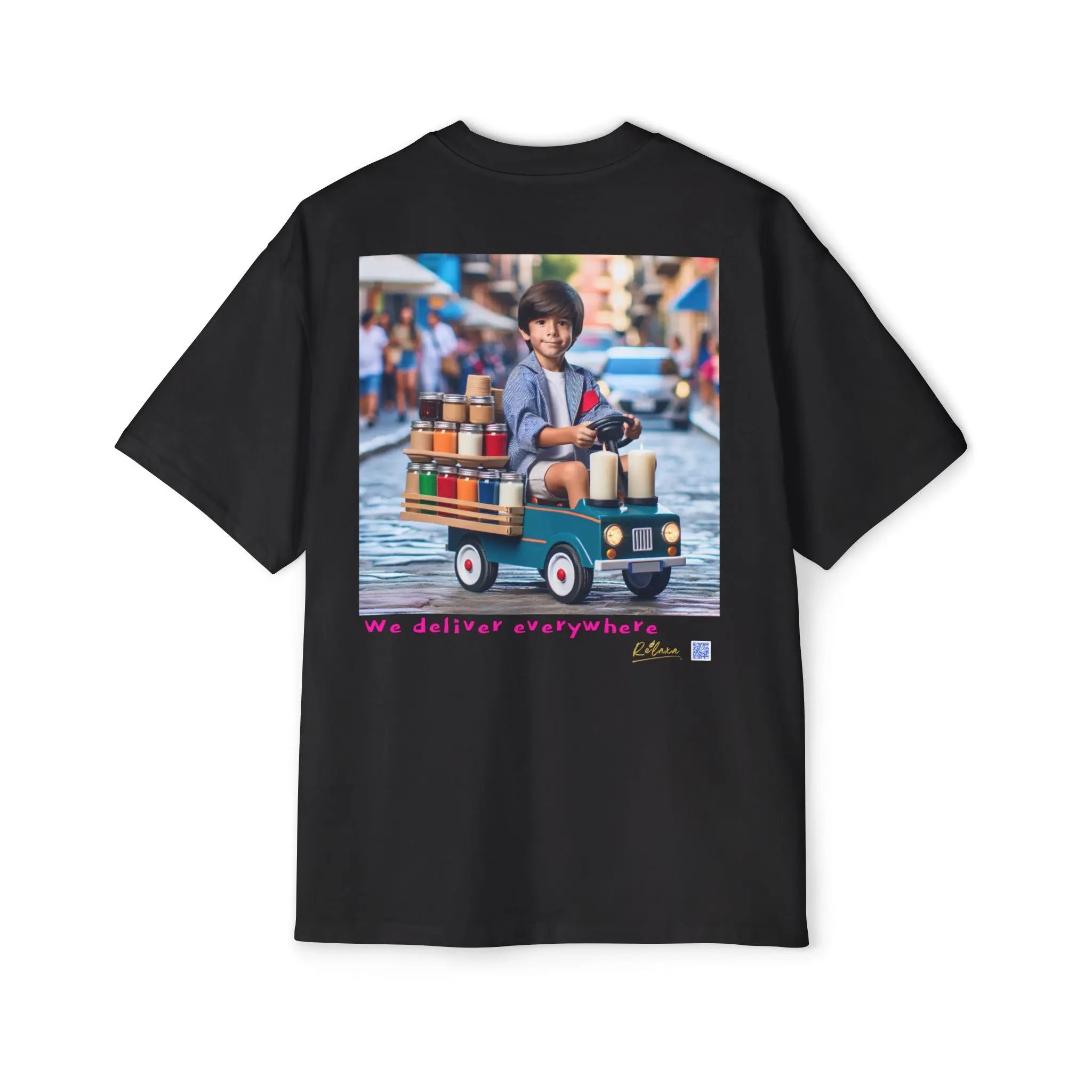 Relaxa Men's Heavy Oversized Tee - Relax & Deliver Graphic Tee Printify