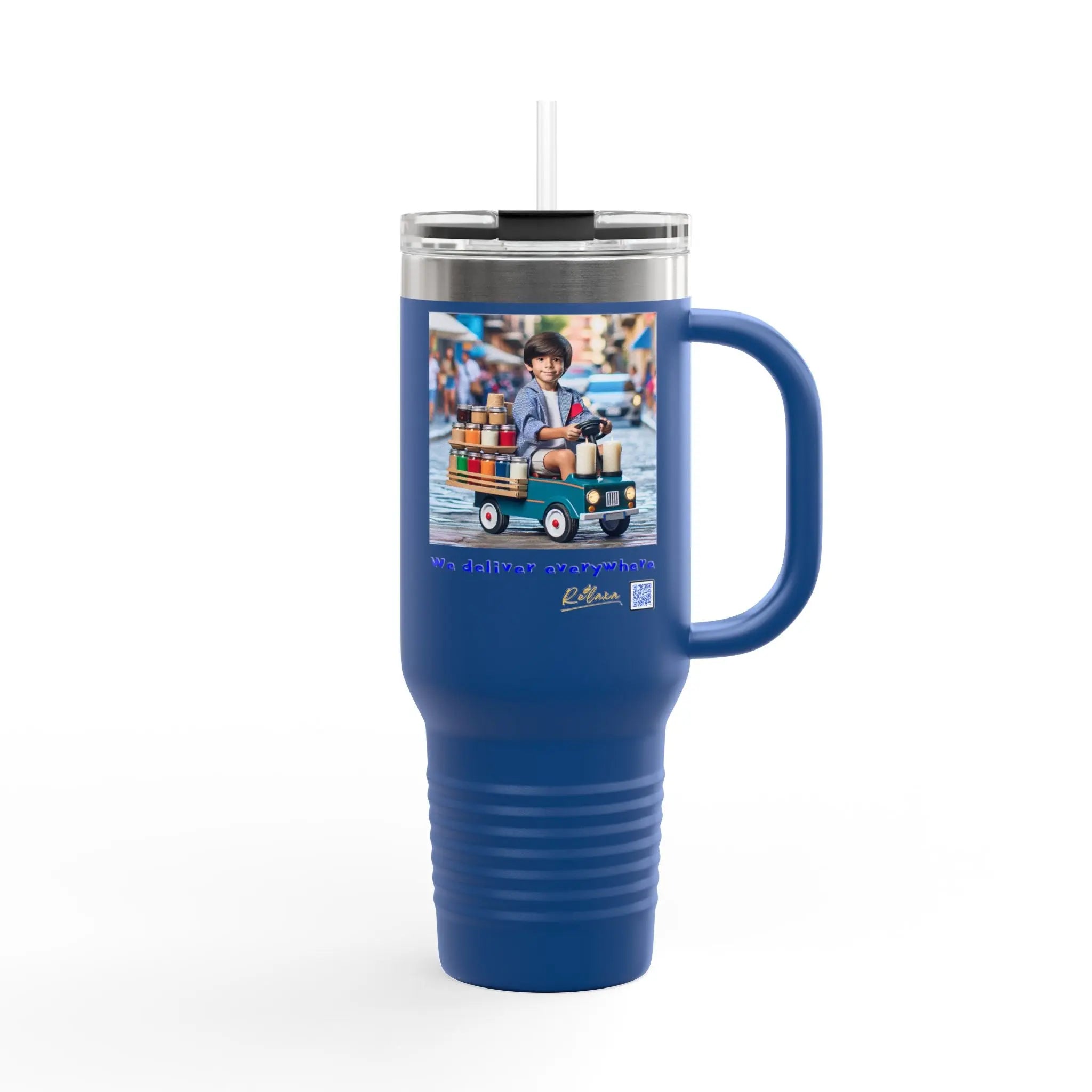 Insulated Travel Mug - We Deliver Everywhere Design, 40oz Printify