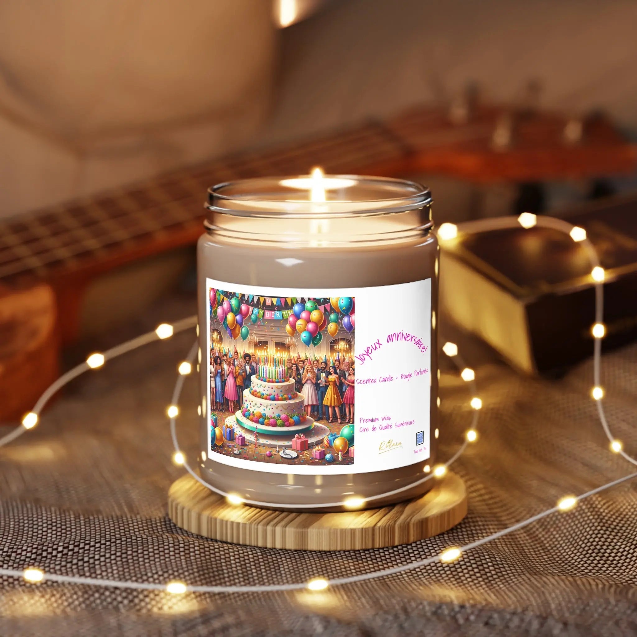 Joyeux anniversaires Scented Candle - 9oz Party Vibes Printify