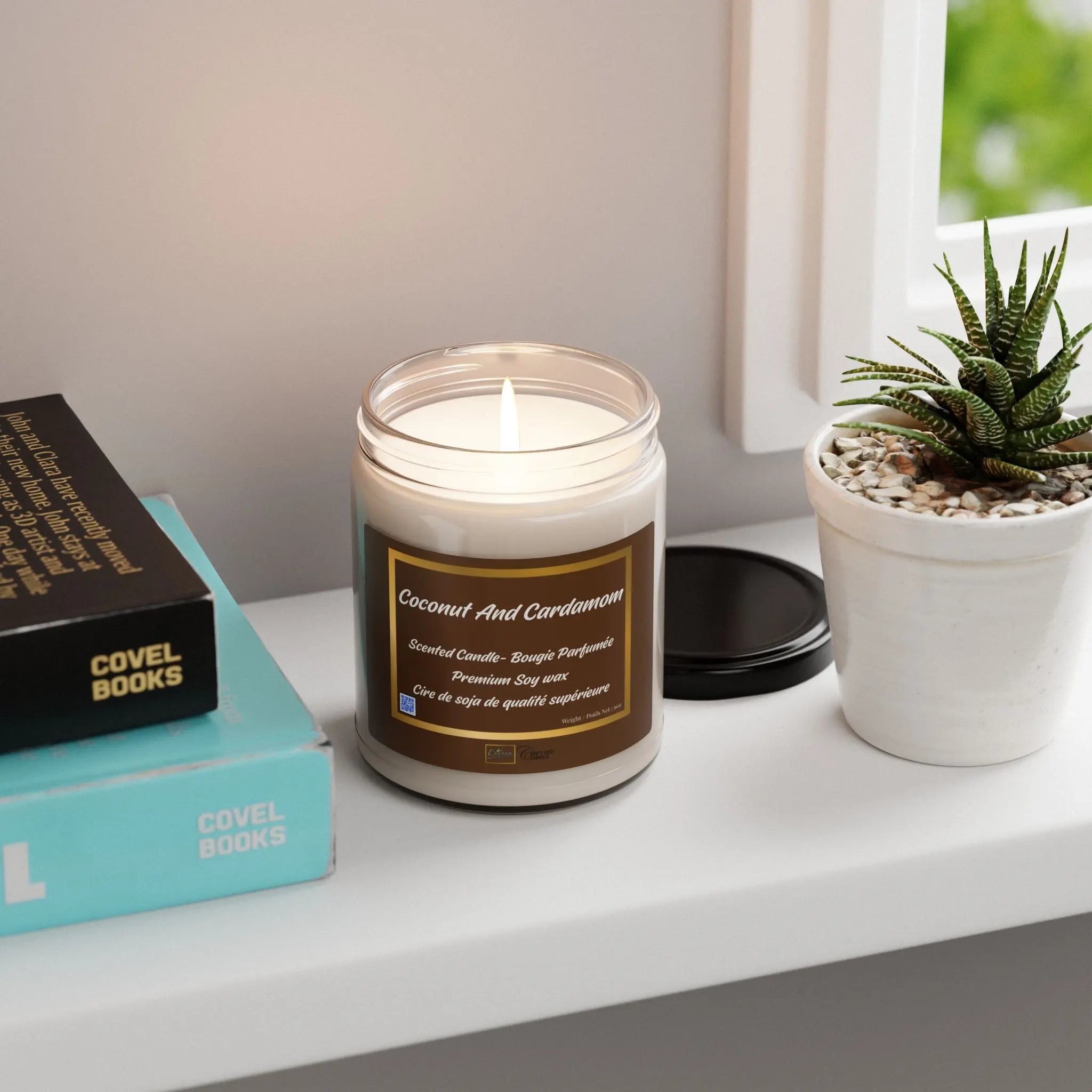 Soy Candle - Coconut Cream and Cardamom Scent, 9oz Relaxa Candle Canada