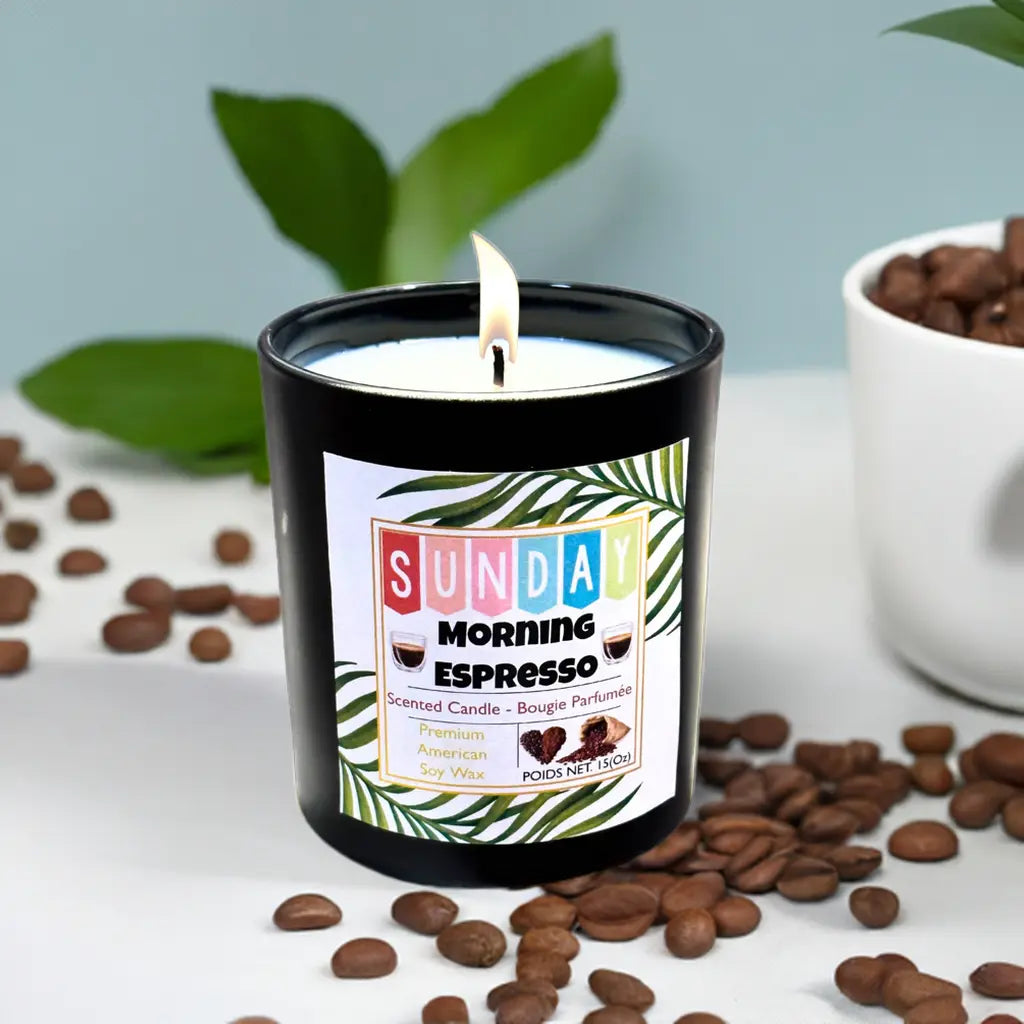 SUNDAY MORNING ESPRESSO SCENTED CANDLE 15oz - Relaxa Candle Canada