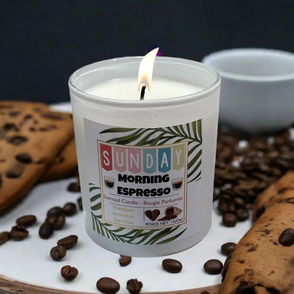 SUNDAY MORNING ESPRESSO SCENTED CANDLE 15oz - Relaxa Candle Canada