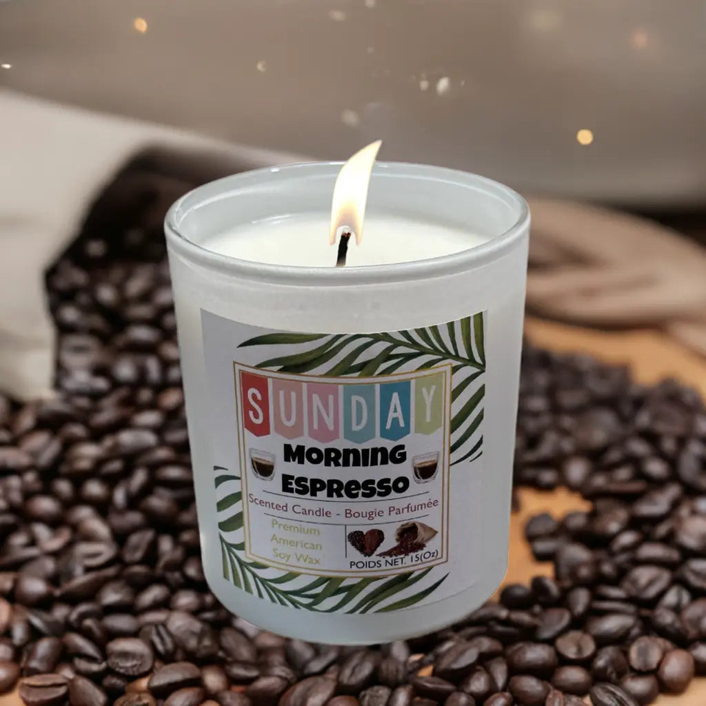 SUNDAY MORNING ESPRESSO SCENTED CANDLE 15oz - Relaxa Candle Canada