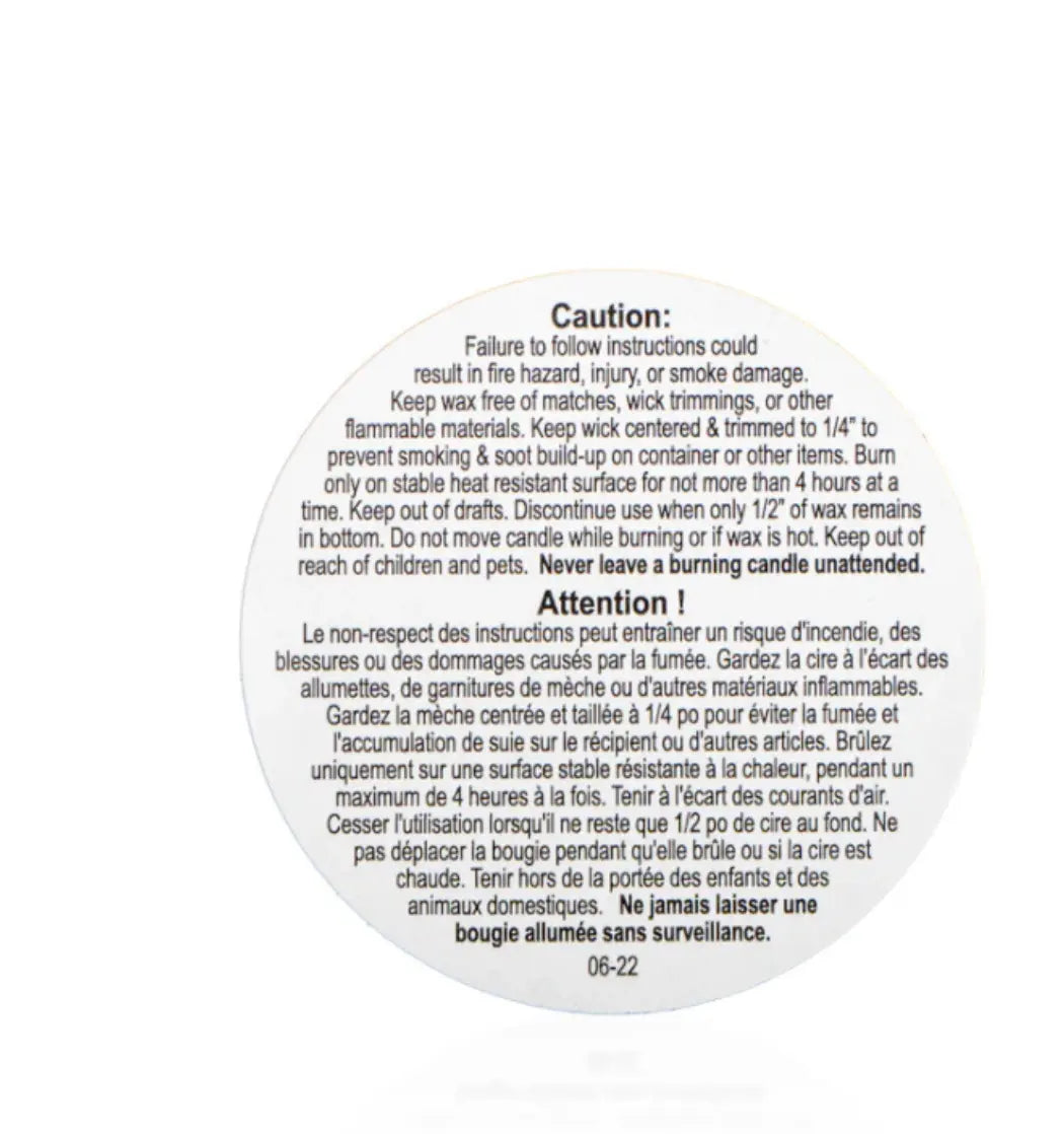 Caution Label - Bilingual Container Regular price Relaxa Candle Canada