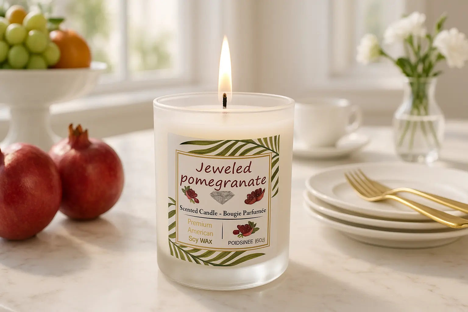 Jewelled pomegranate scented candle 15oz My Store