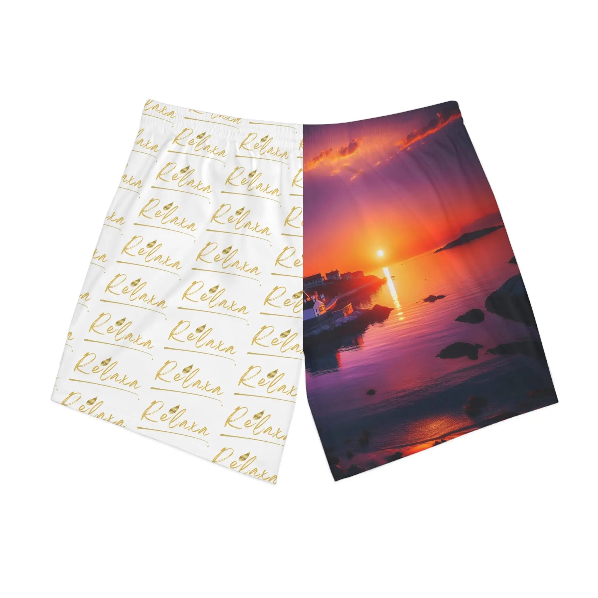 Men's Relaxa Sunset Beach Shorts - Stylish Elastic Swim Trunks for Summer Fun Printify