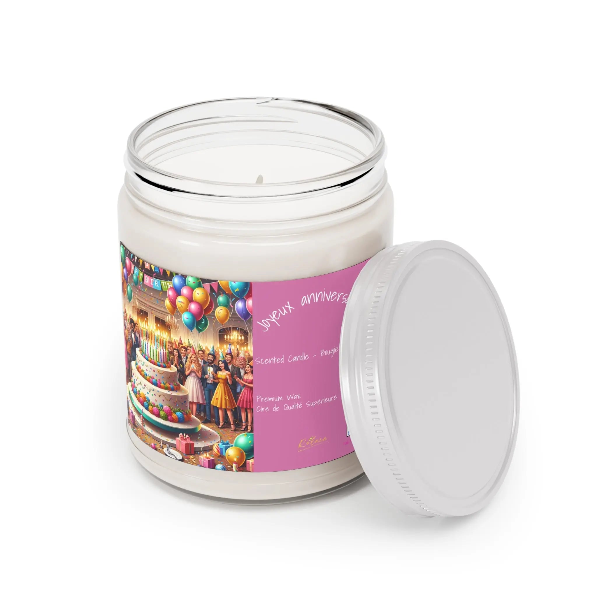 Joyeux anniversaires Scented Candle - 9oz Party Vibes Printify
